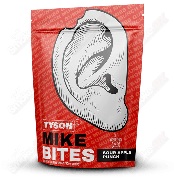 200mg Sour Apple Punch 1:1 D9/CBD Gummies Tyson 2.0 Mike Bites - Smoke ATX