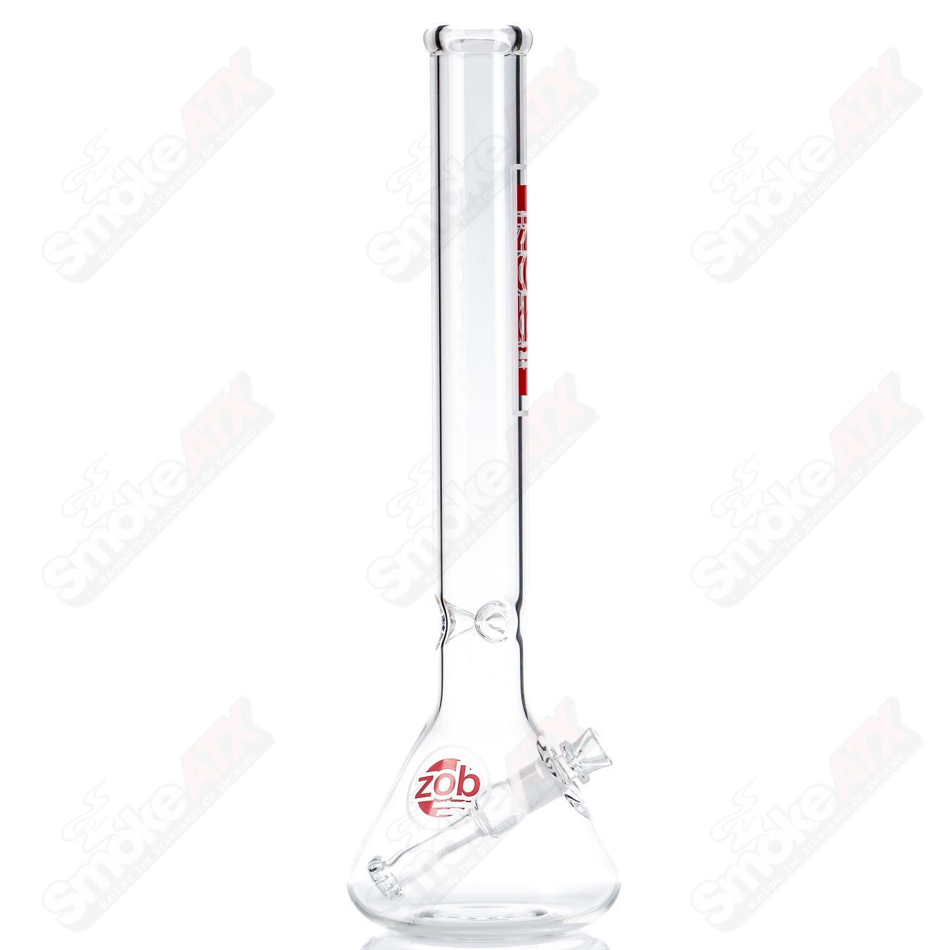 18" Fixed Flat Disc  Beaker (Red/White) ZOB - Smoke ATX