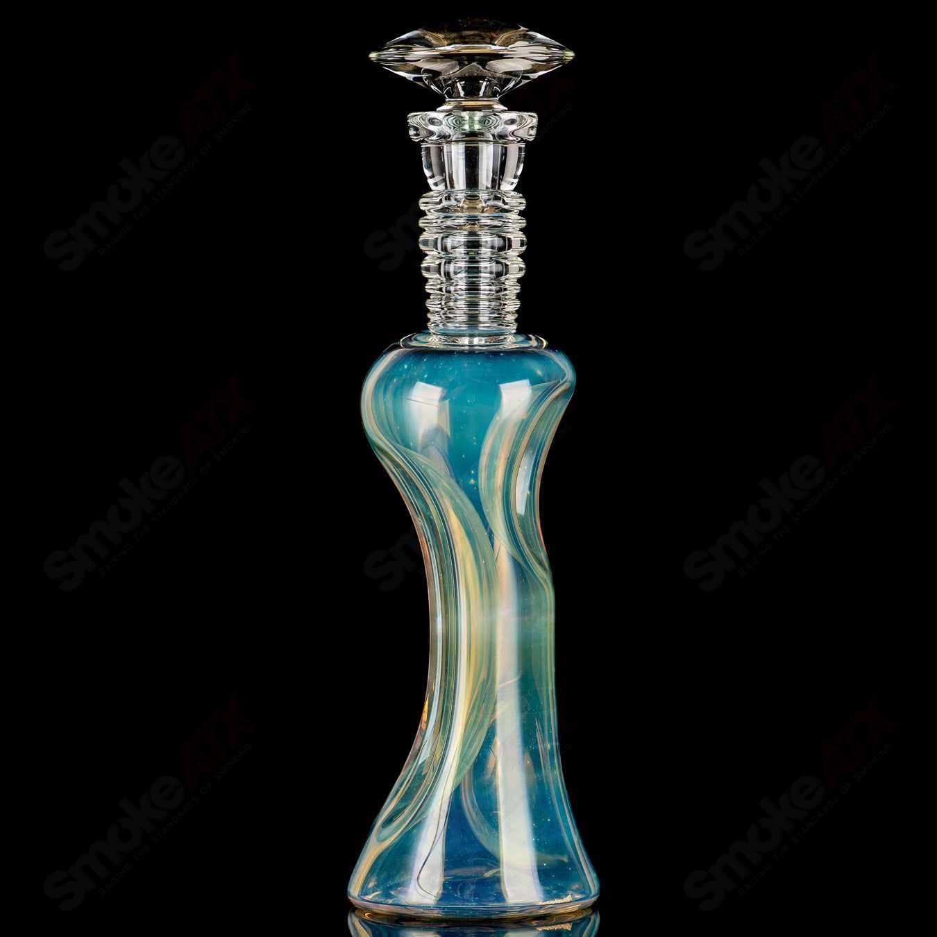 750ML Starry Night, Crescent Moon Decanter by Rad Glass - Smoke ATX