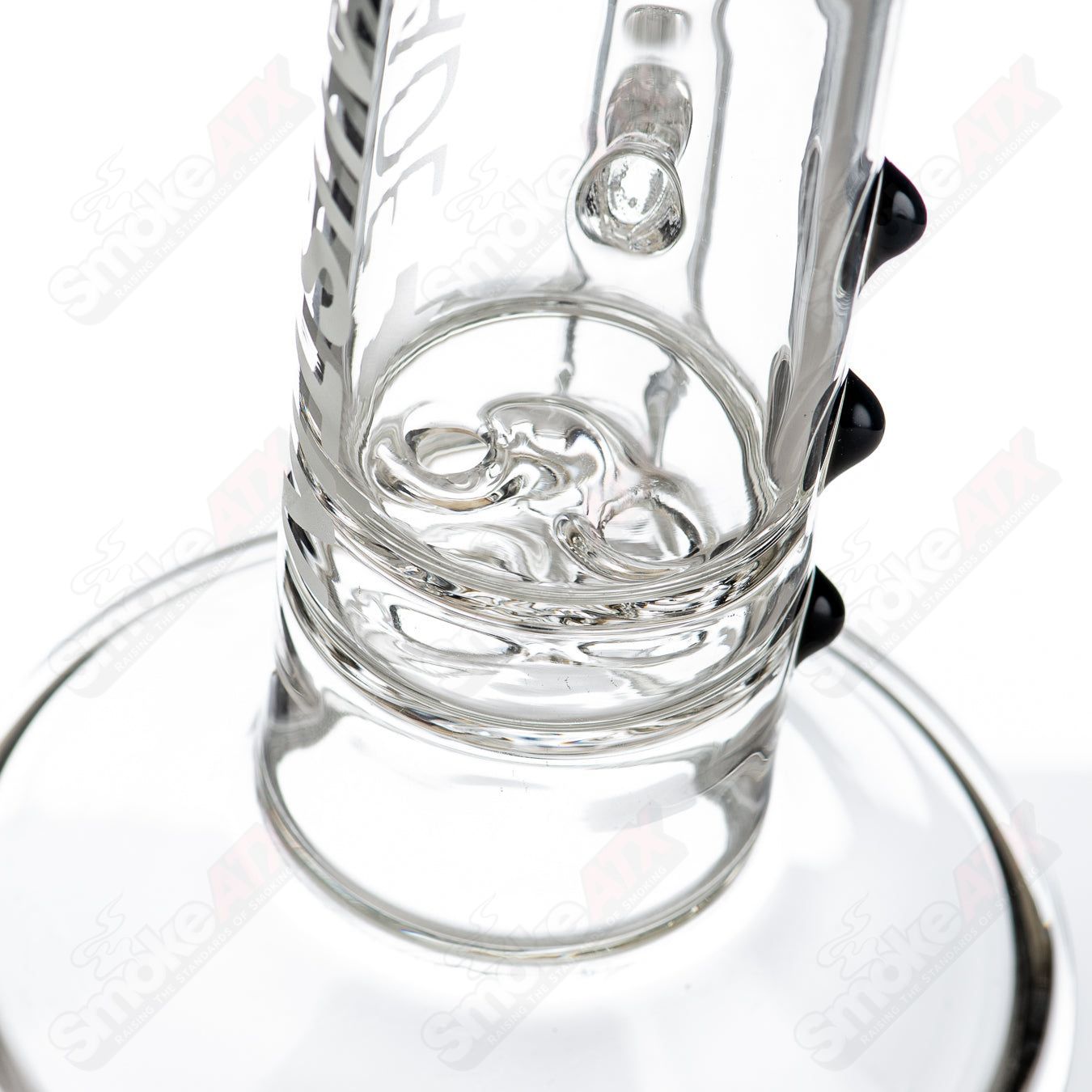 9.5" 44mm Color Dot Double Multi-Hole Perc Rig (Black) AMGC - Smoke ATX