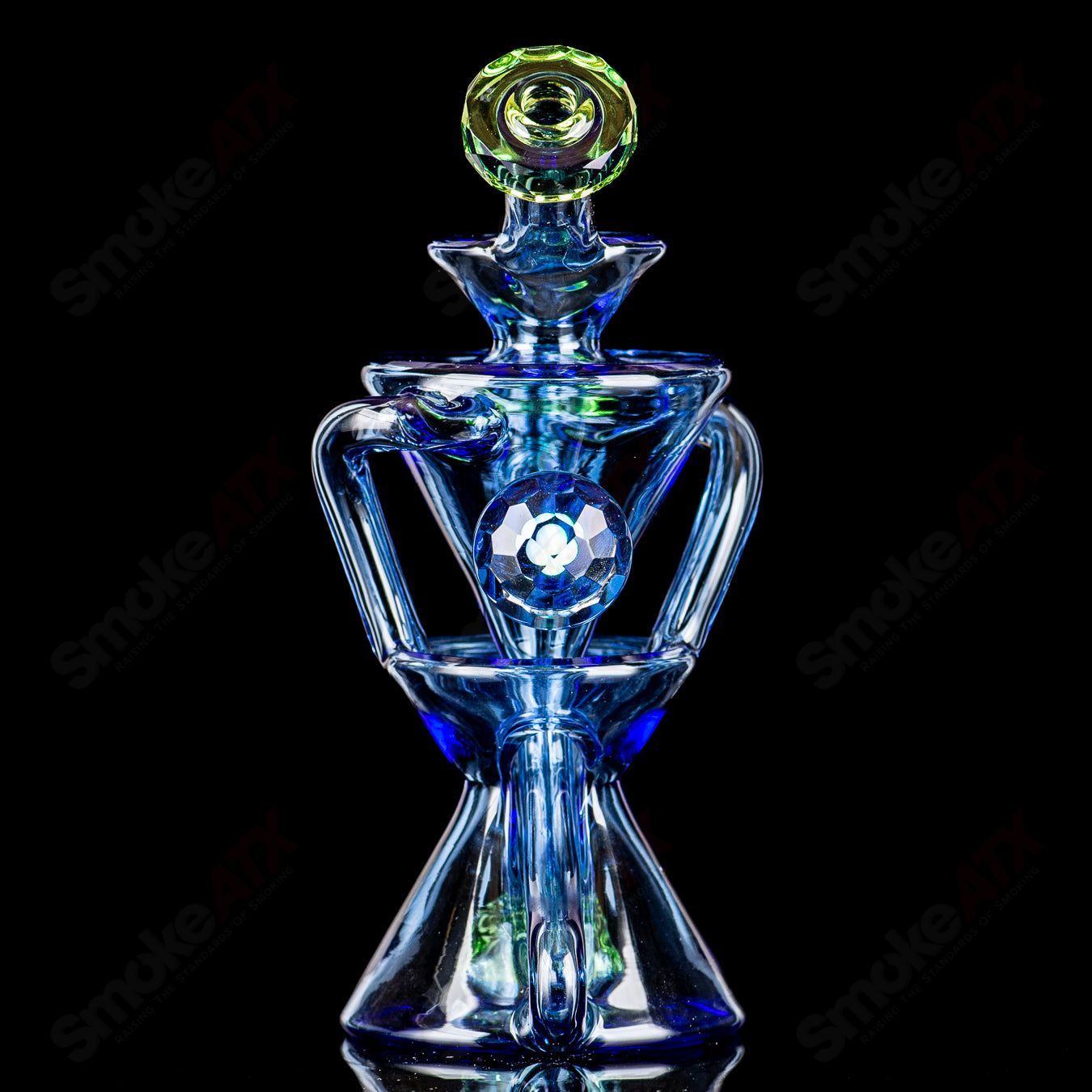 #4 Faceted Two & Through Full-Size Recycler w/ Opal by Captn Chronic - Smoke ATX