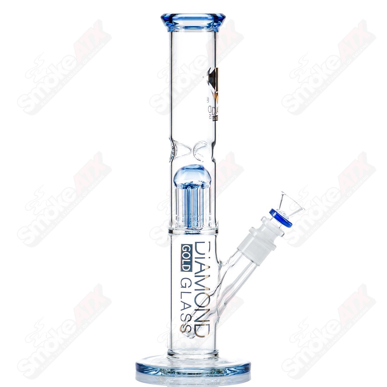 12" 6-Arm Straight Tube (Blue Violet) Diamond Glass - Smoke ATX