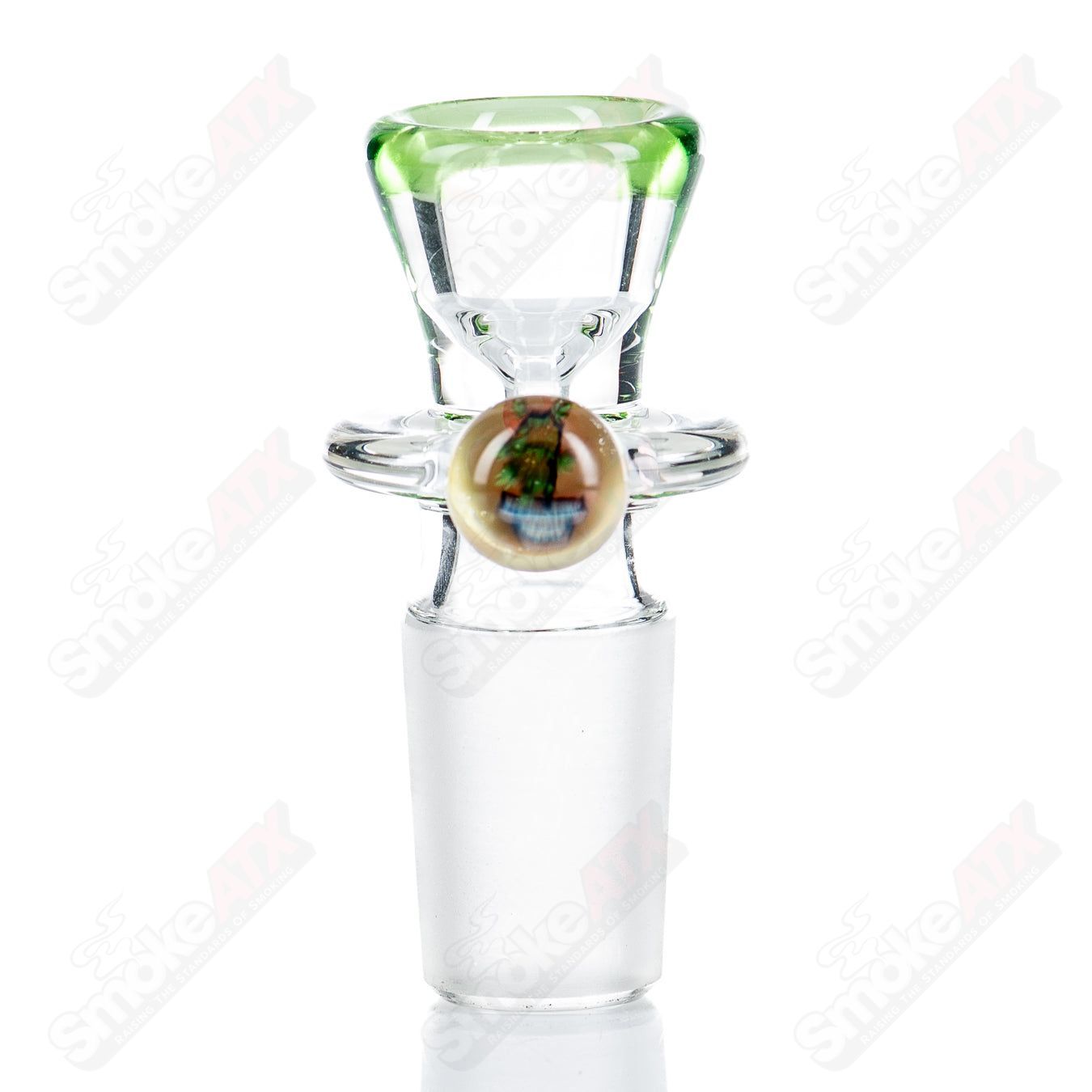 18mm Single Hole Slide w Millie (Pot Plant) by Black Tuna - Smoke ATX