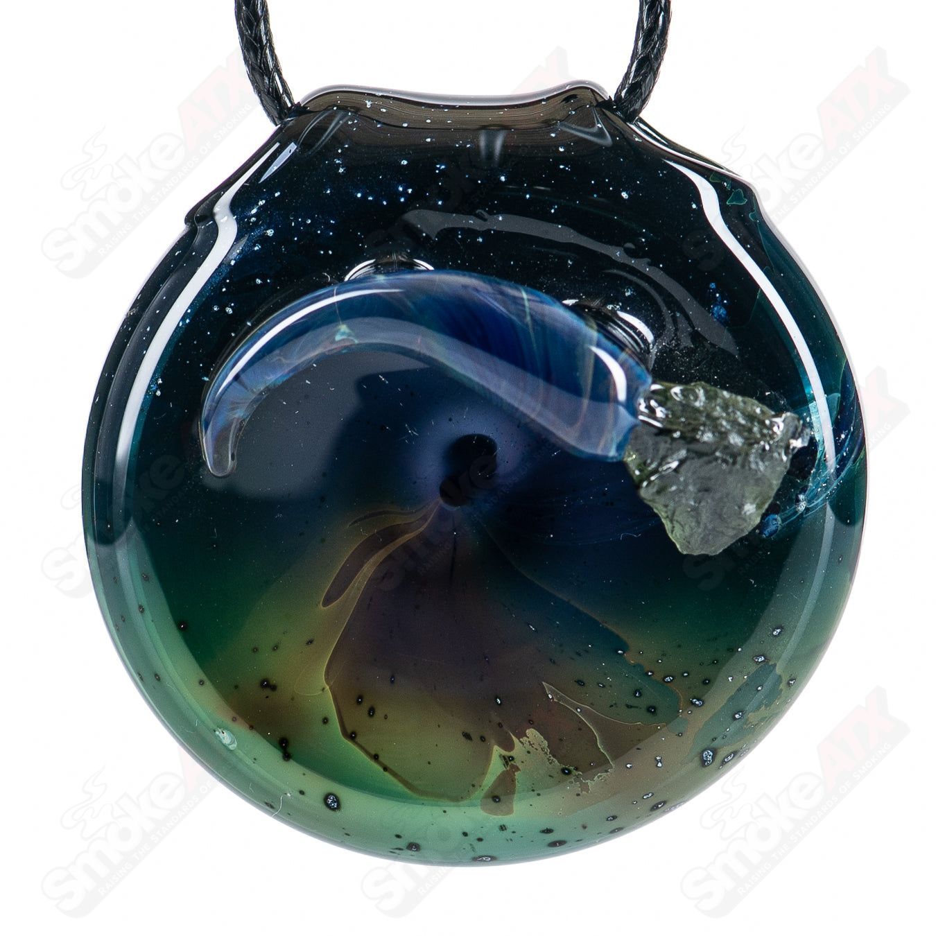 Shooting Star W/ Tektite Pendant by Cdot Glass - Smoke ATX