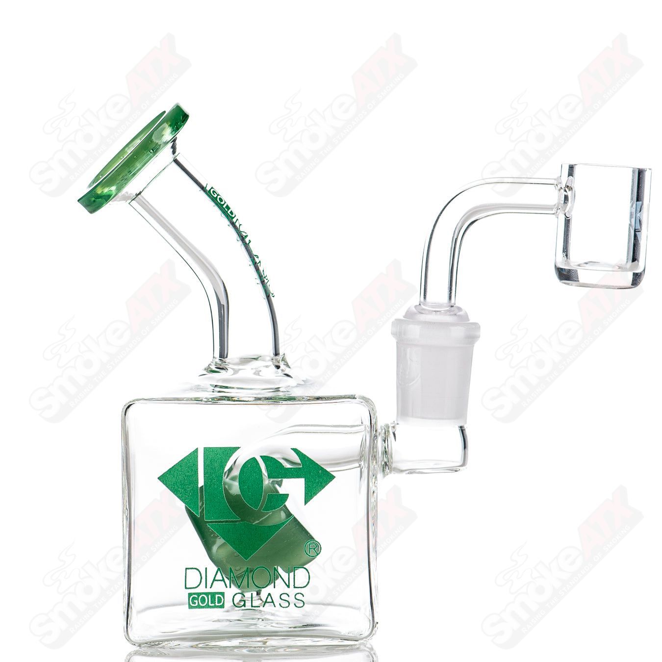 5" Cube Perc Mini Box-Rig Diamond Glass - Smoke ATX