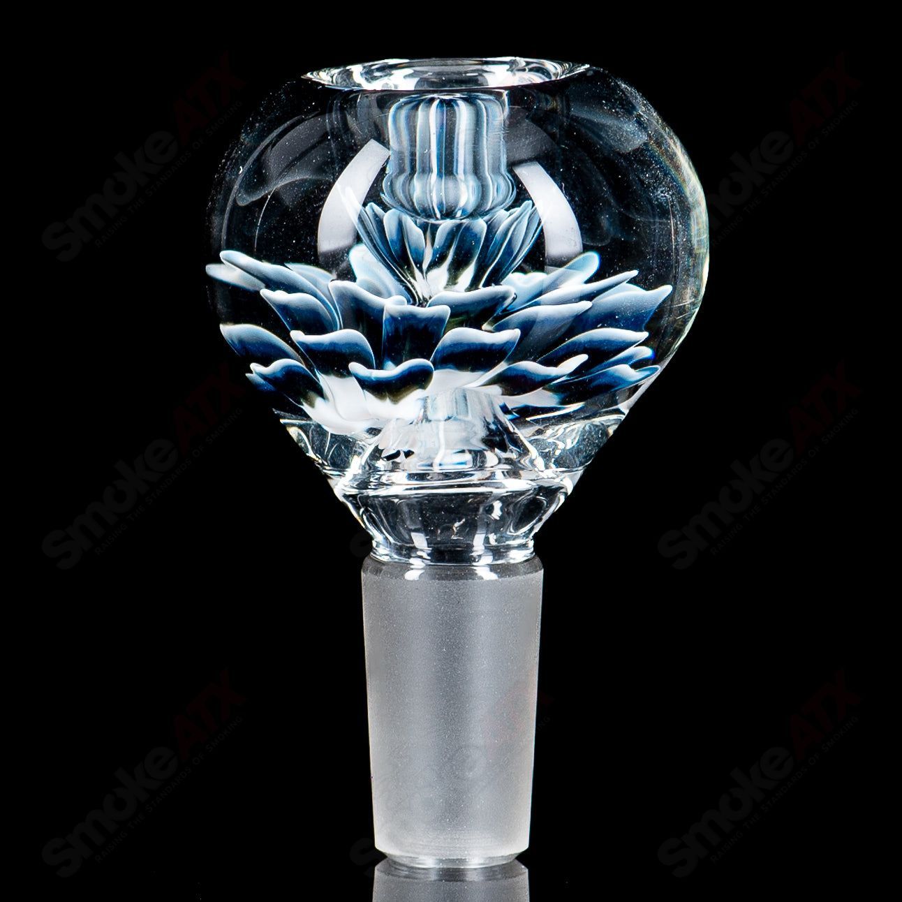 #1 14mm Flower Marble Bowl by Swan Glass - Smoke ATX