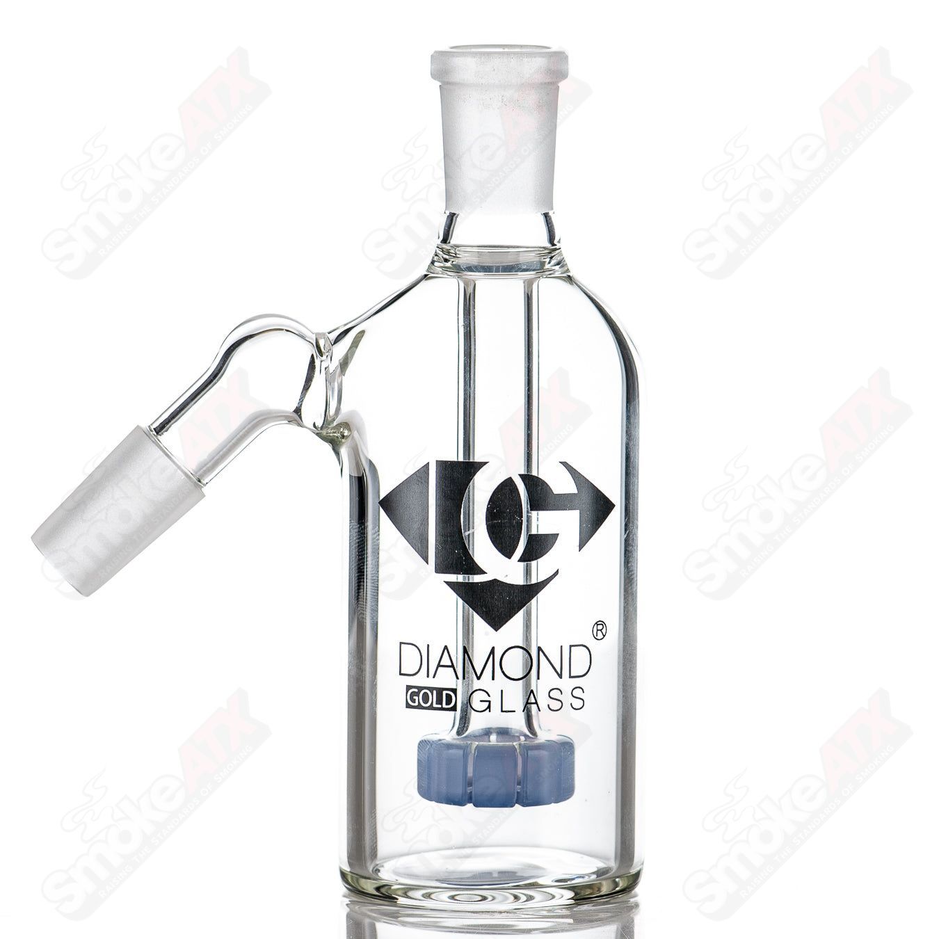14/45 Milk Blue Accent Ash Catcher Diamond Glass - Smoke ATX