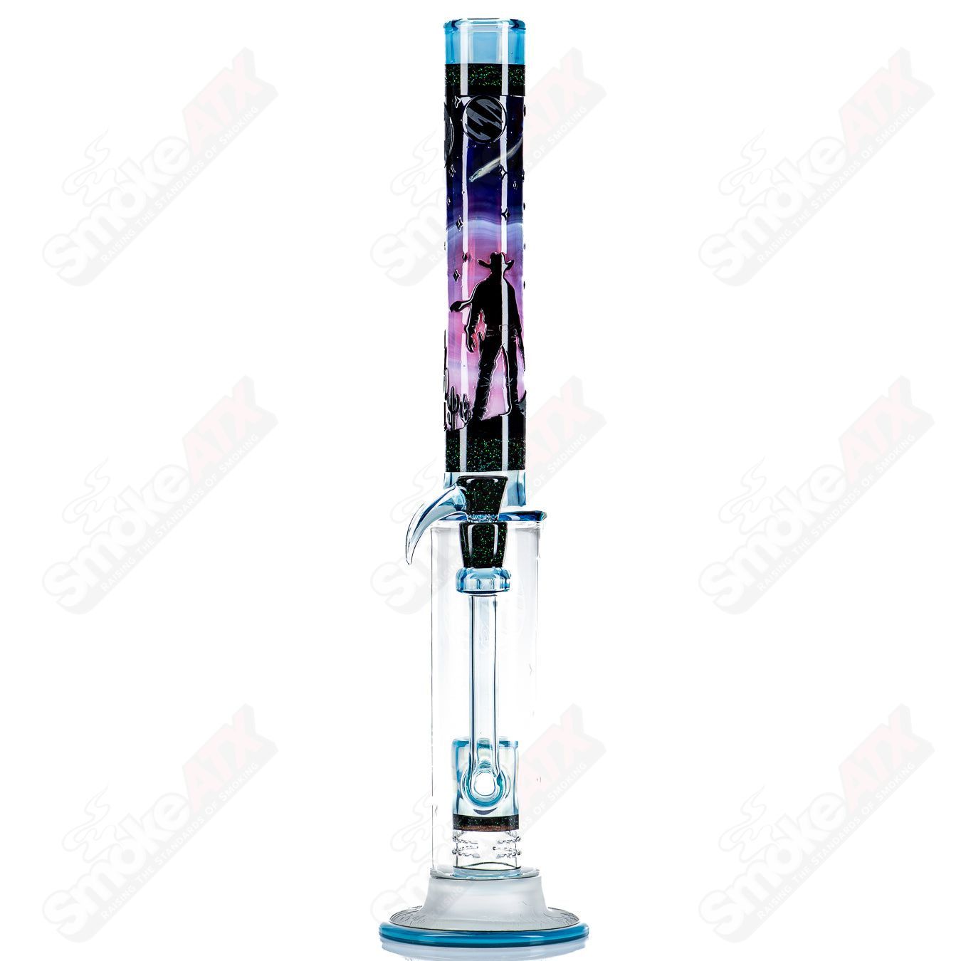 #1 Straight Tube w/ Gridded Percs by Subliminal Glass - Smoke ATX