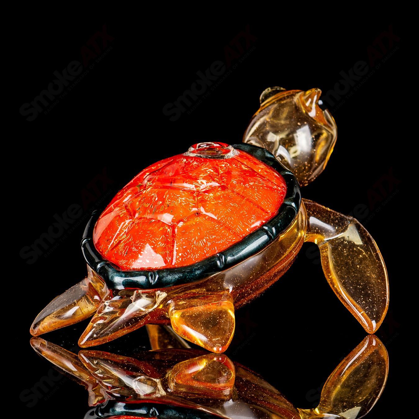 Orange Dichro Honu Sea Turle Rig Turtle Time Glass - Smoke ATX