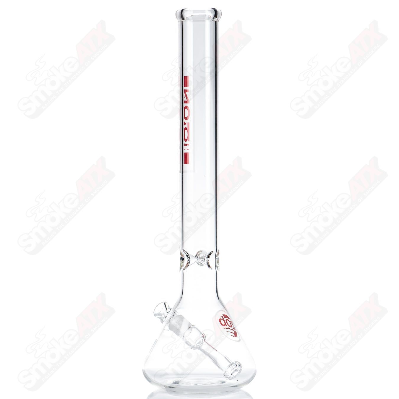 18" Fixed Flat Disc  Beaker (Red/White) ZOB - Smoke ATX