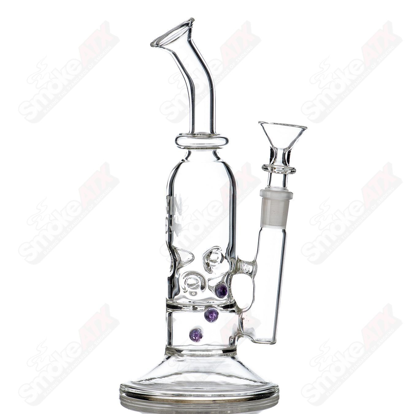 9.5" 44mm Color Dot Reduction/Ice Pinch Perc Rig (Purple) AMGC - Smoke ATX
