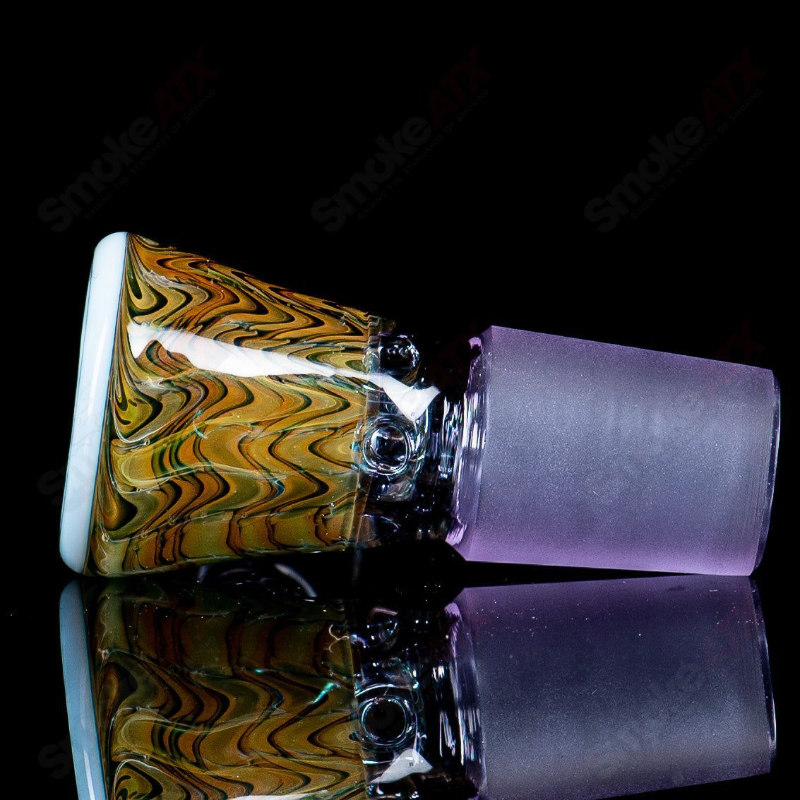 #1 18mm Full Color Worked 4-Hole Bowl by Tagle Glass - Smoke ATX