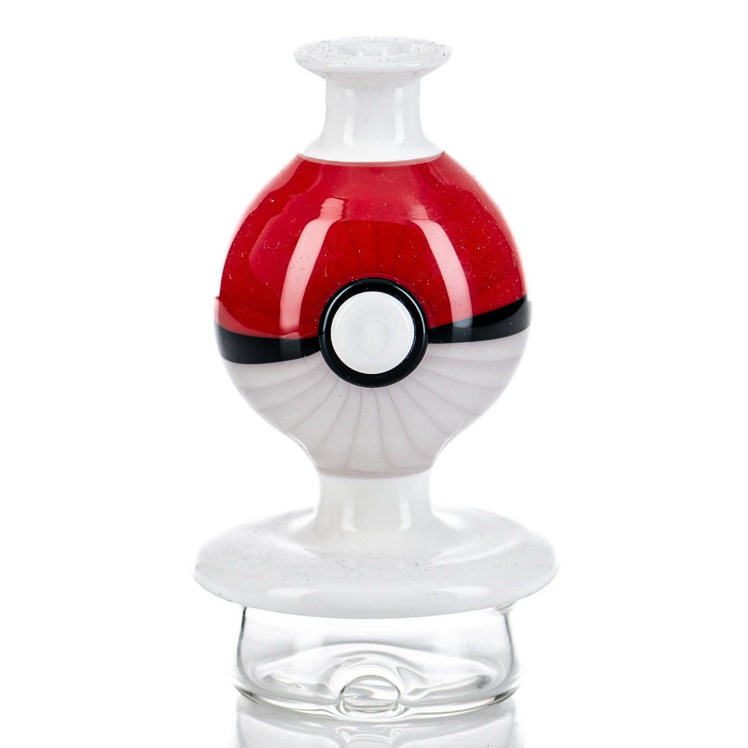Poke Ball Puffco Peak dry top glass attachment by American Helix, featuring a colorful poke ball design for the Puffco Peak vaporizer