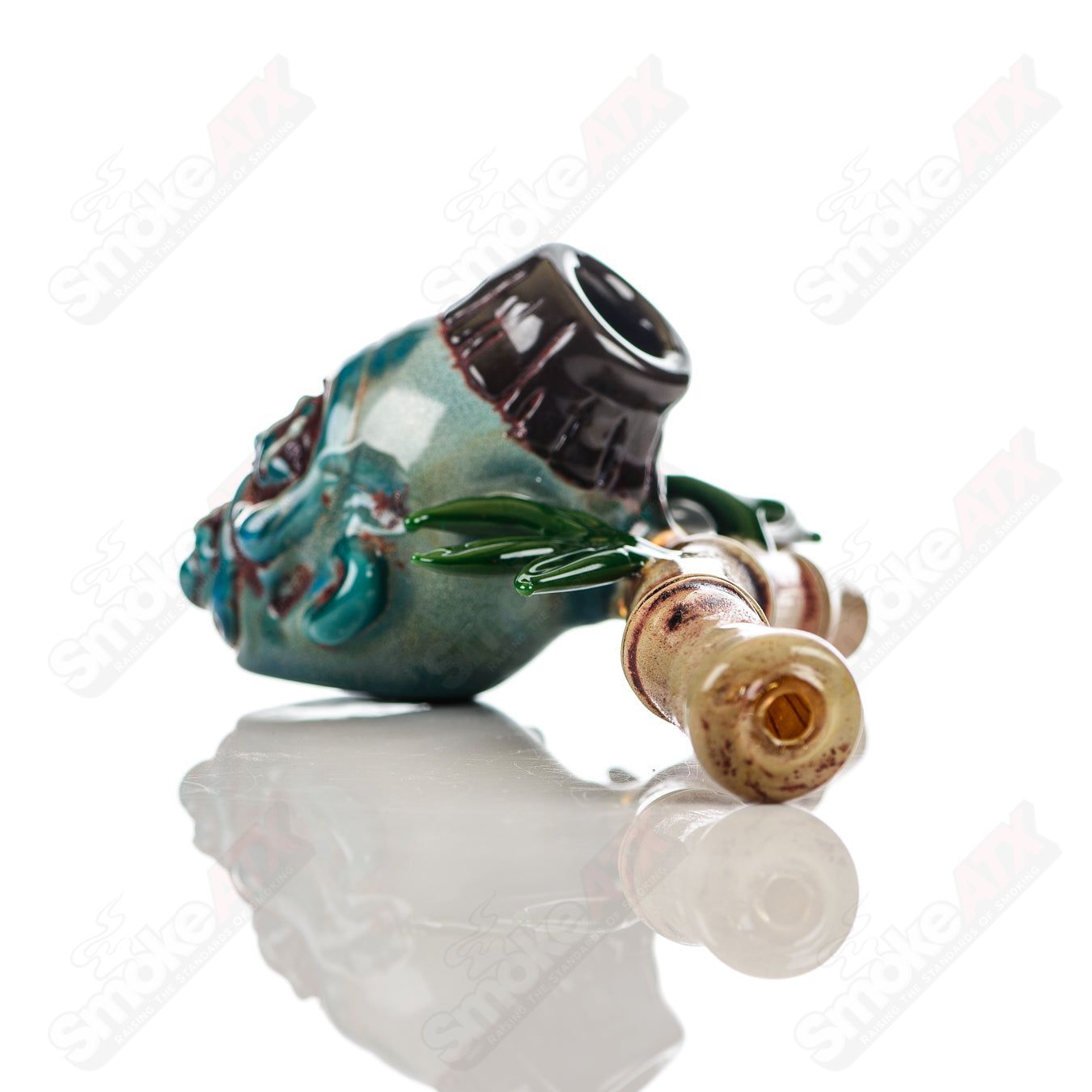 Shrunken Head Sidecar Dry Pipe Ghost Glass - Smoke ATX