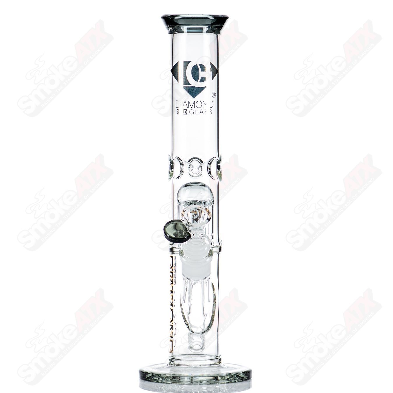 12" 6-Arm Straight Tube (Smoke) Diamond Glass - Smoke ATX