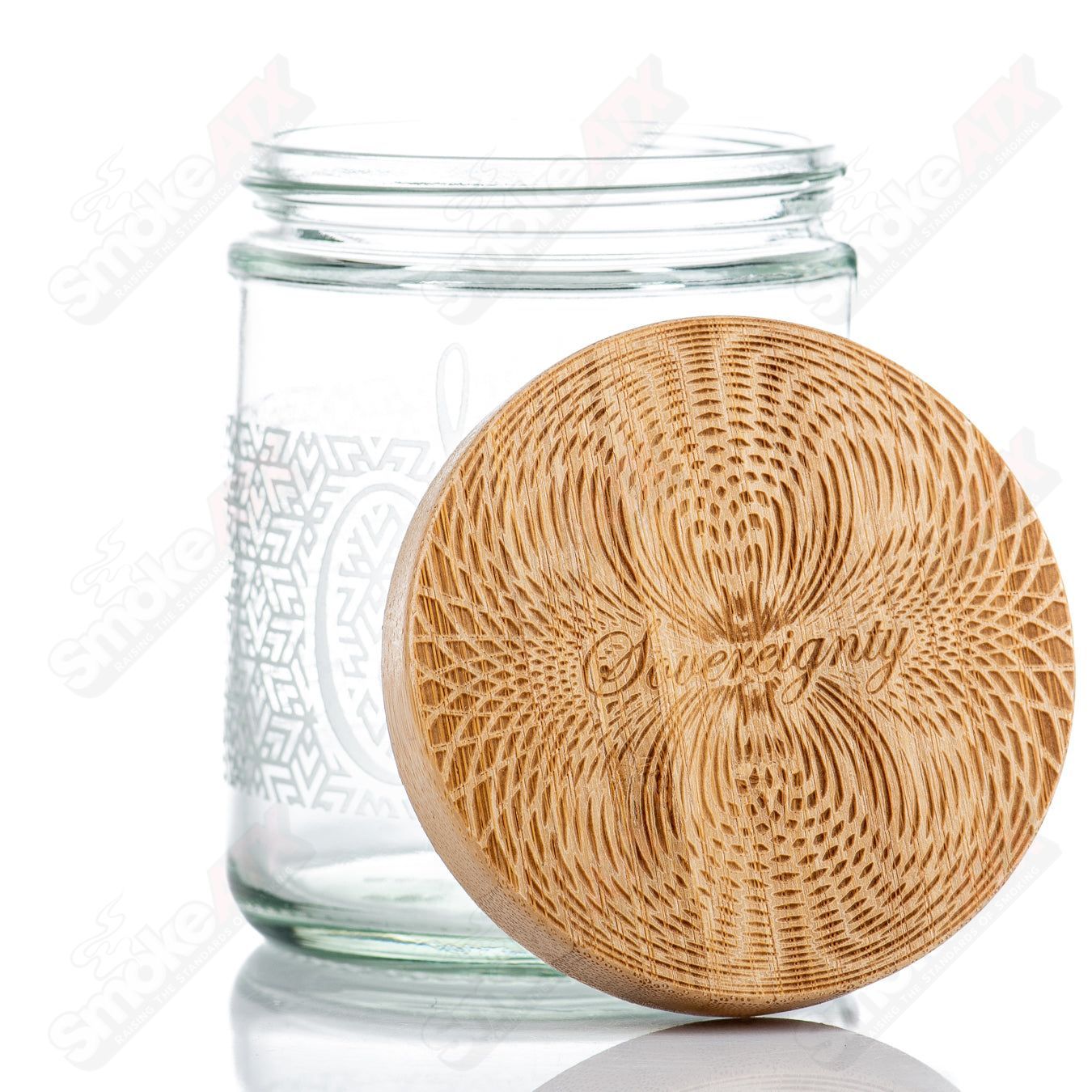 Tri Star Pattern Nug Jar w/ Bamboo Lid Sovereignty - Smoke ATX