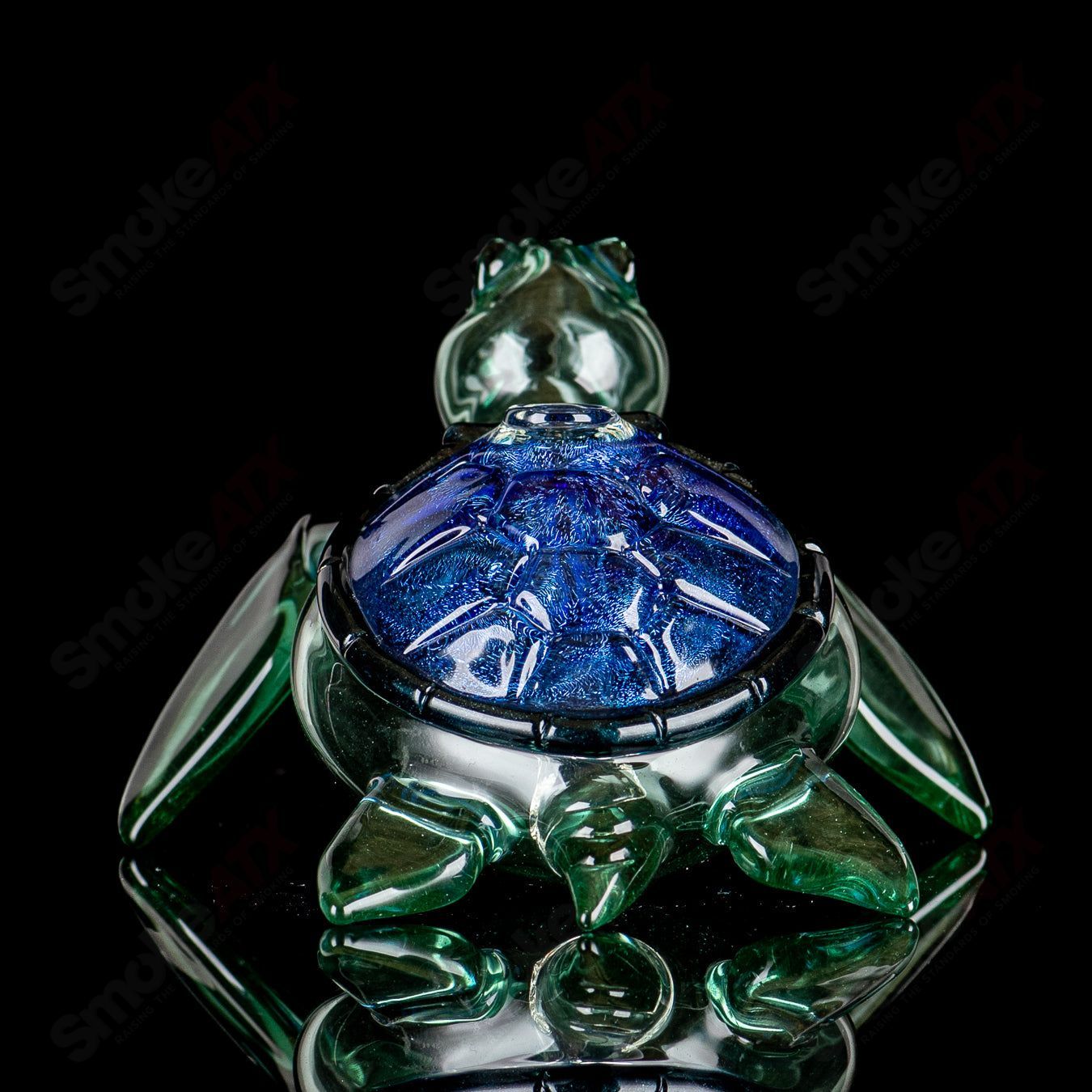 Blue Dichro Honu Sea Turle Rig Turtle Time Glass - Smoke ATX