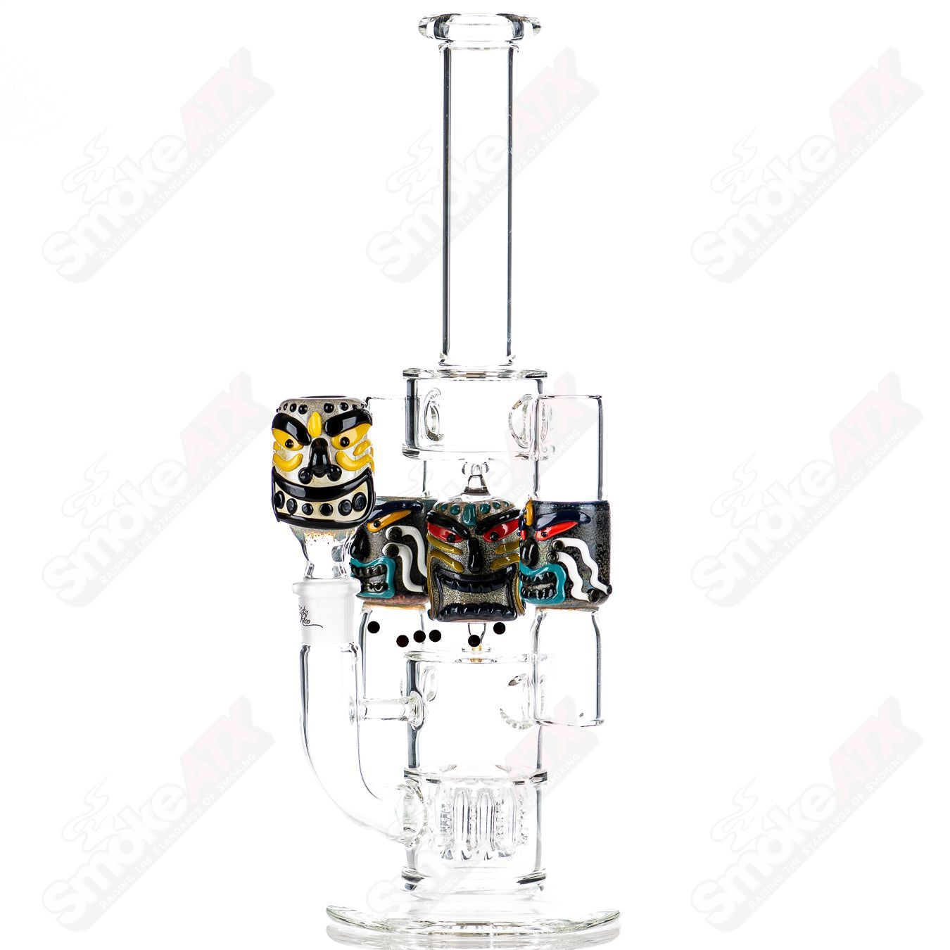 Spinning Tiki Head Scientific Tube by Carsten Carlile & Dirty Rico Glass - Smoke ATX