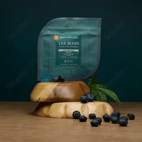 5mg Blueberry Live Rosin D9+CBD Gummies (5mg/5mg) Hometown Hero - Smoke ATX