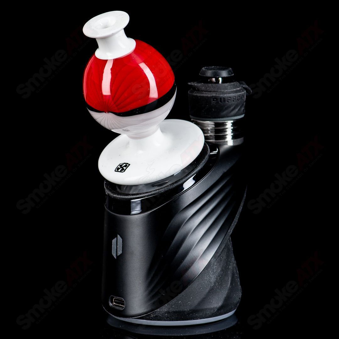 American Helix Poke Ball Puffco Peak dry top glass accessory featuring a colorful poke ball design for Puffco Peak vaporizer.