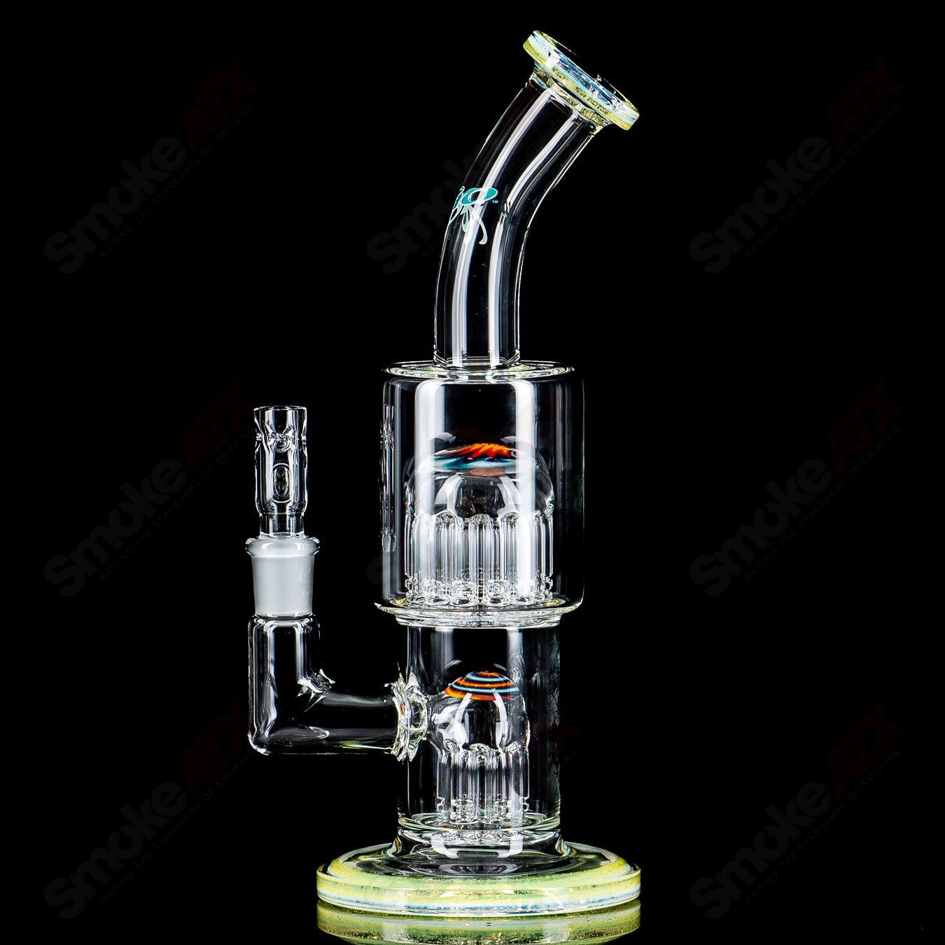 #2 Double Micro 7/13 Arm Perc with worked sections by Toro Glass - Smoke ATX