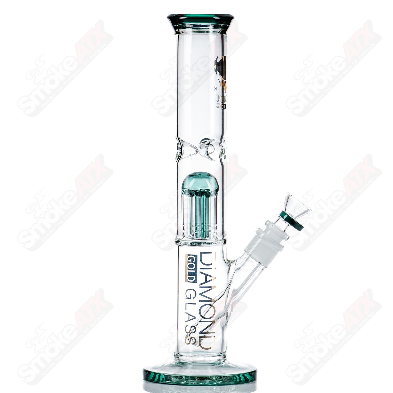 12" 6-Arm Straight Tube (Teal) Diamond Glass - Smoke ATX
