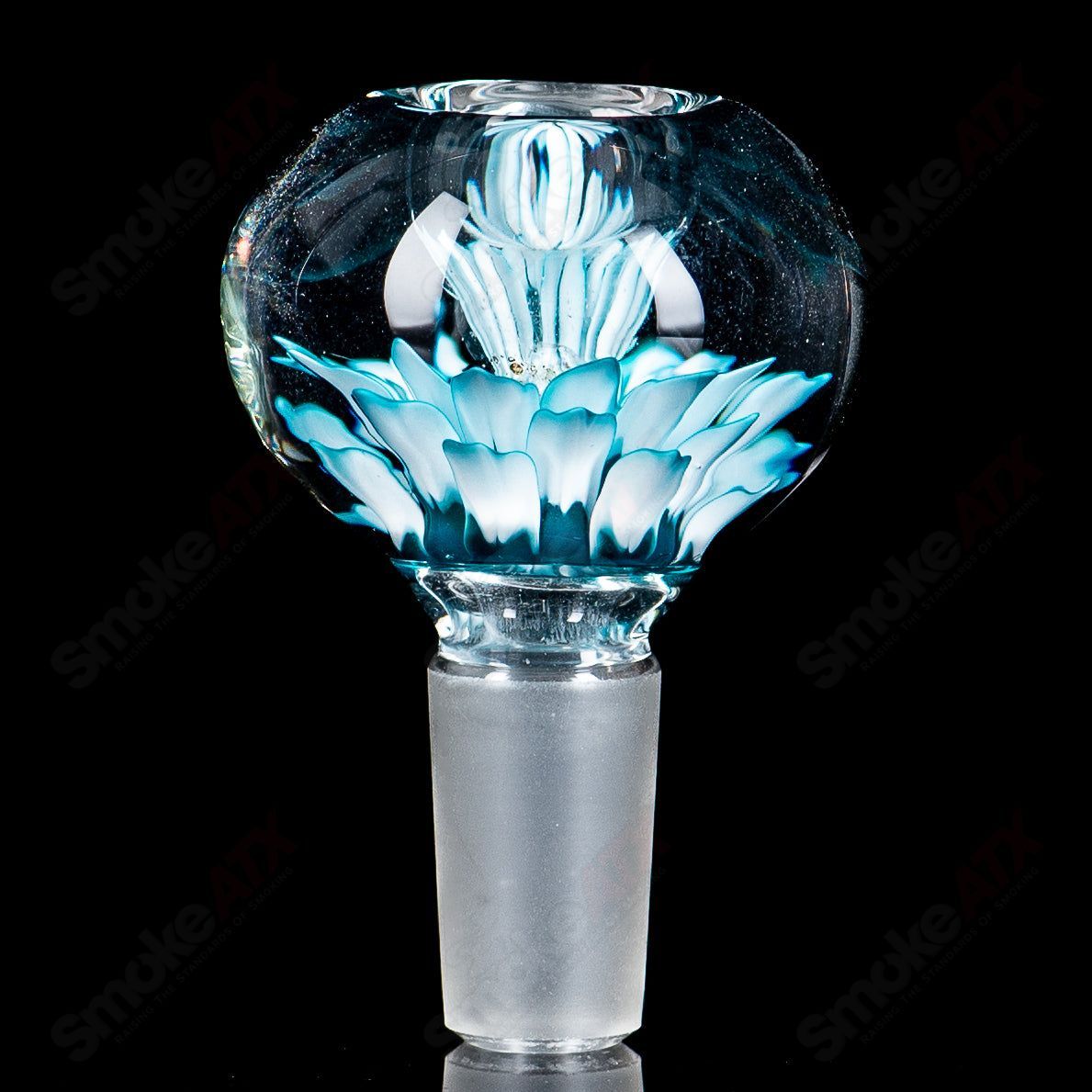 #2 14mm Flower Marble Bowl by Swan Glass - Smoke ATX
