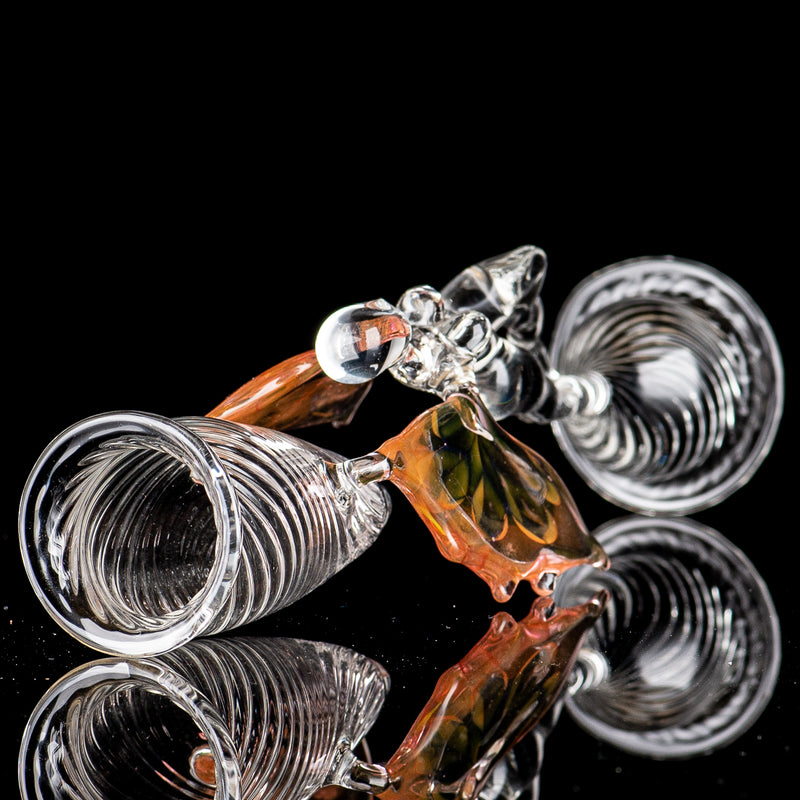 Fumed Scalloped Angel-Figurine Wine Flute Indo Glass - Smoke ATX
