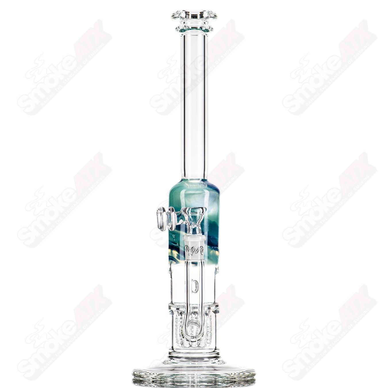 14" Turquoise/Blue Fade Apolocoline Straight Tube w/14m Bowl by Dirty Rico Glass x Nobody Glass