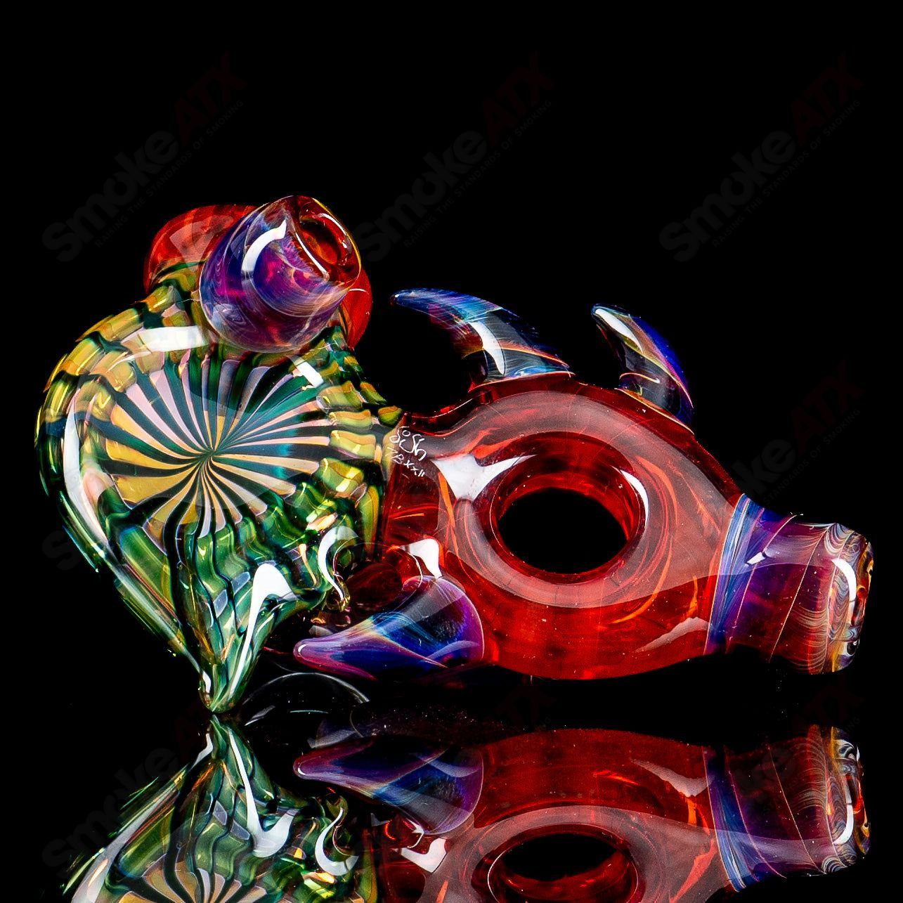Piranha Hand Pipe Dosh Glass - Smoke ATX