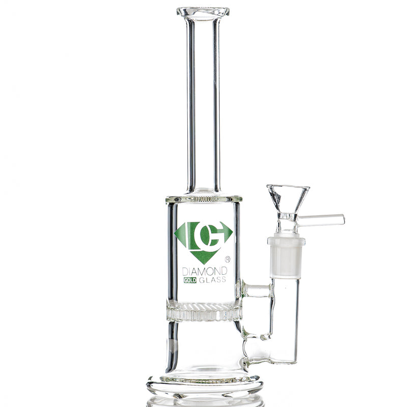 8" Green DG Logo Honeycomb Rig Diamond Glass - Smoke ATX