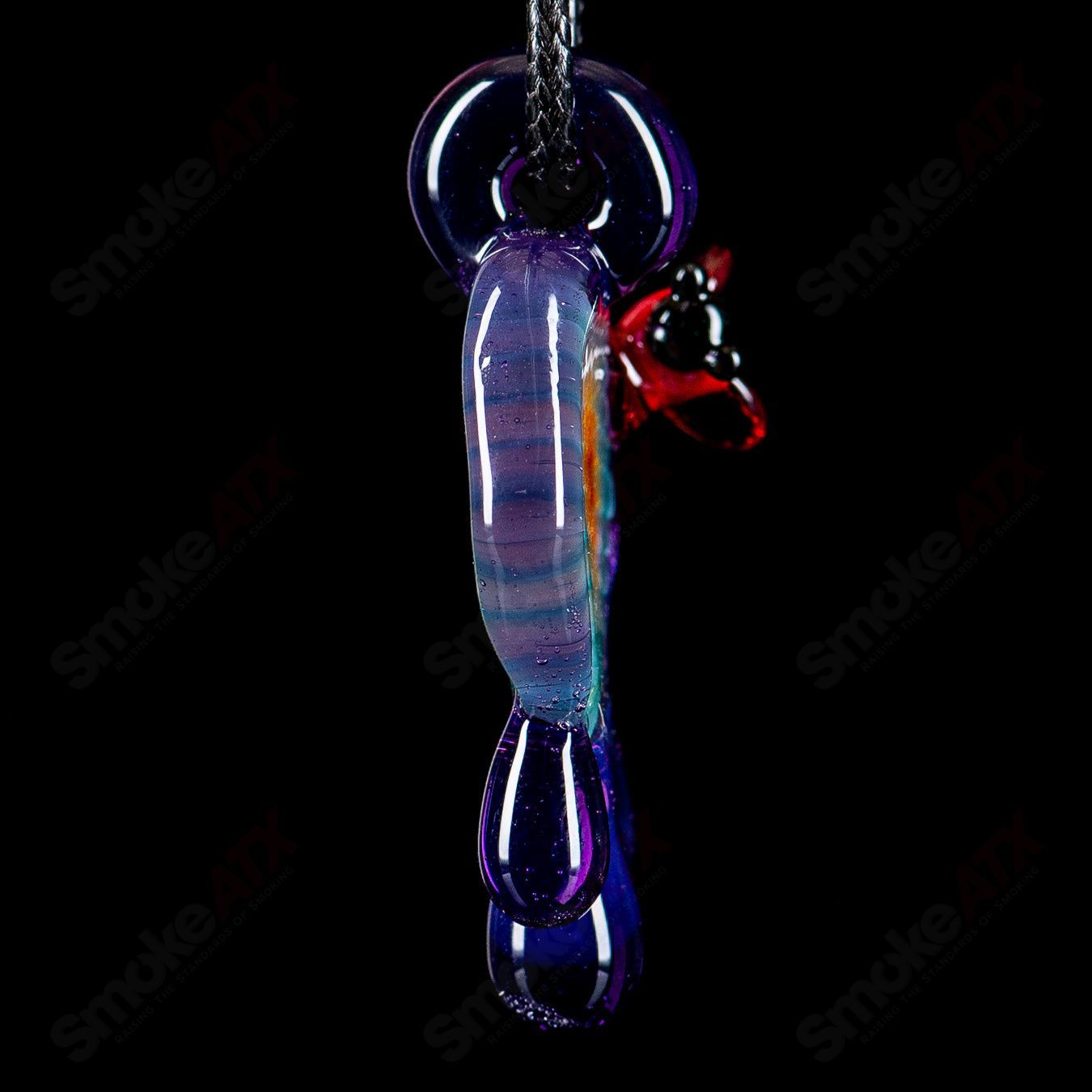 #2 Small Color Honeycomb Drip Pendant by Joe P Glass - Smoke ATX