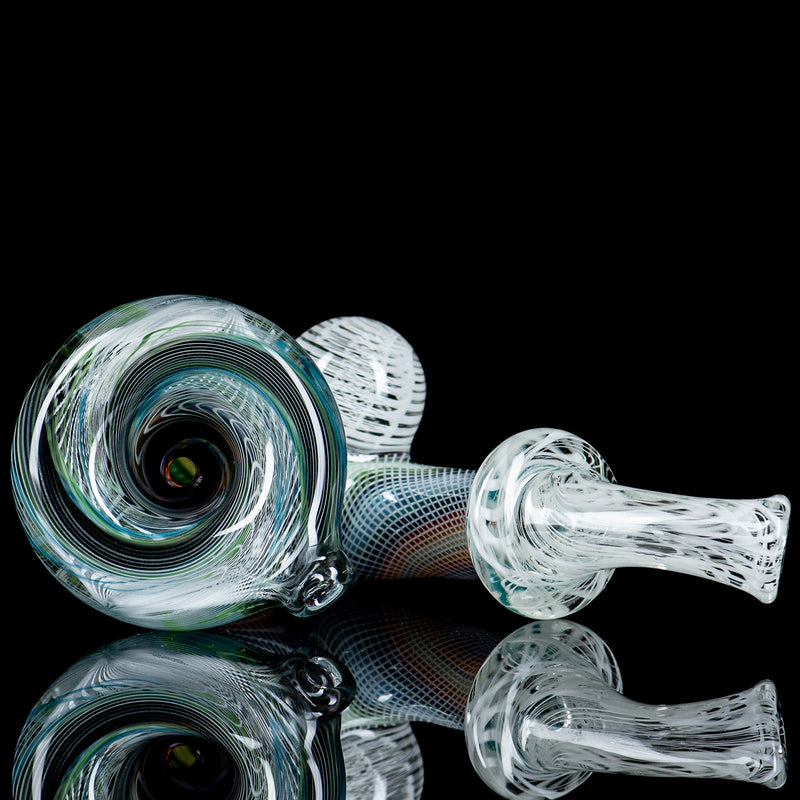 Latticino Wig-Wag Sherlock - by Future Glass (Prep) x JMass Glass - Smoke ATX