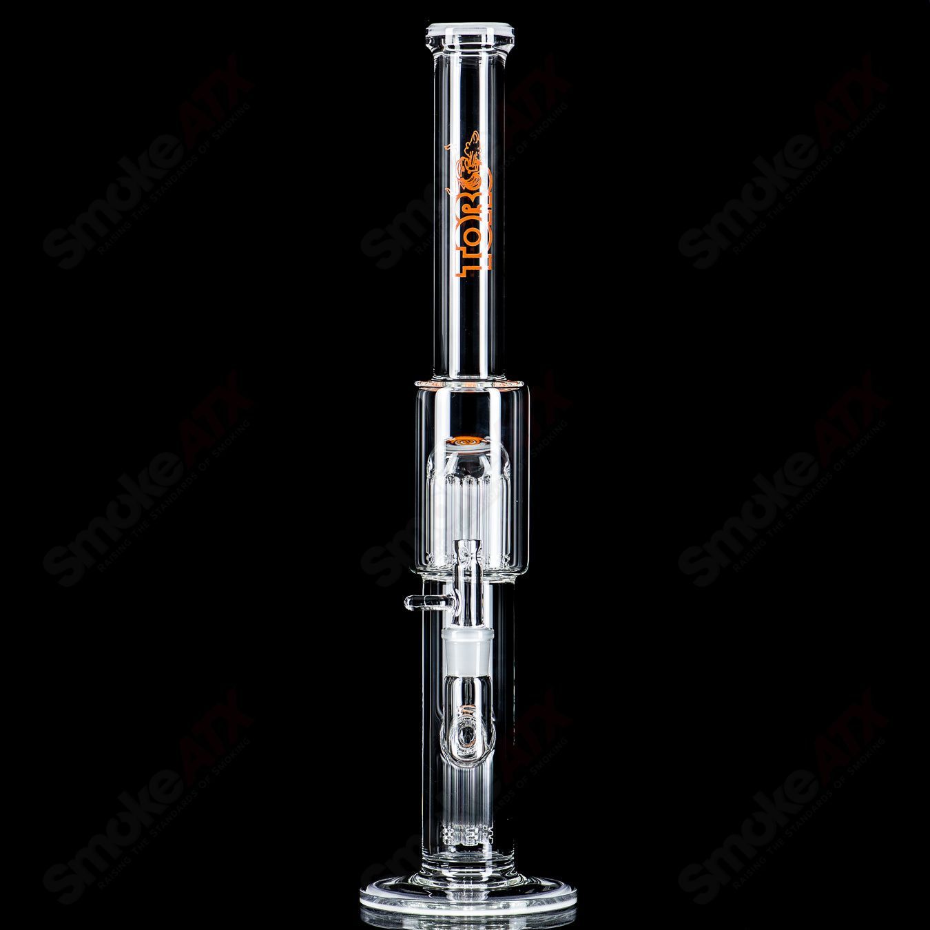 #5 18mm 7/13 Arm Perc w Worked Sections Toro Glass - Smoke ATX