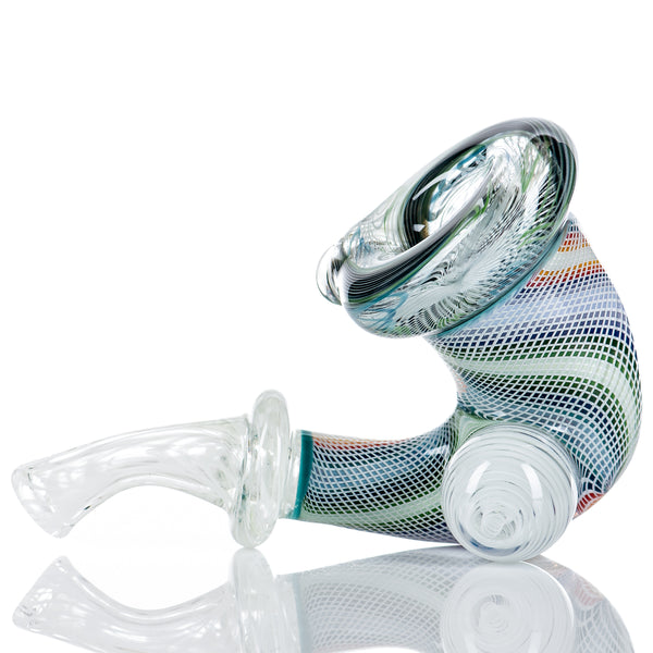 Latticino Wig-Wag Sherlock - by Future Glass (Prep) x JMass Glass - Smoke ATX