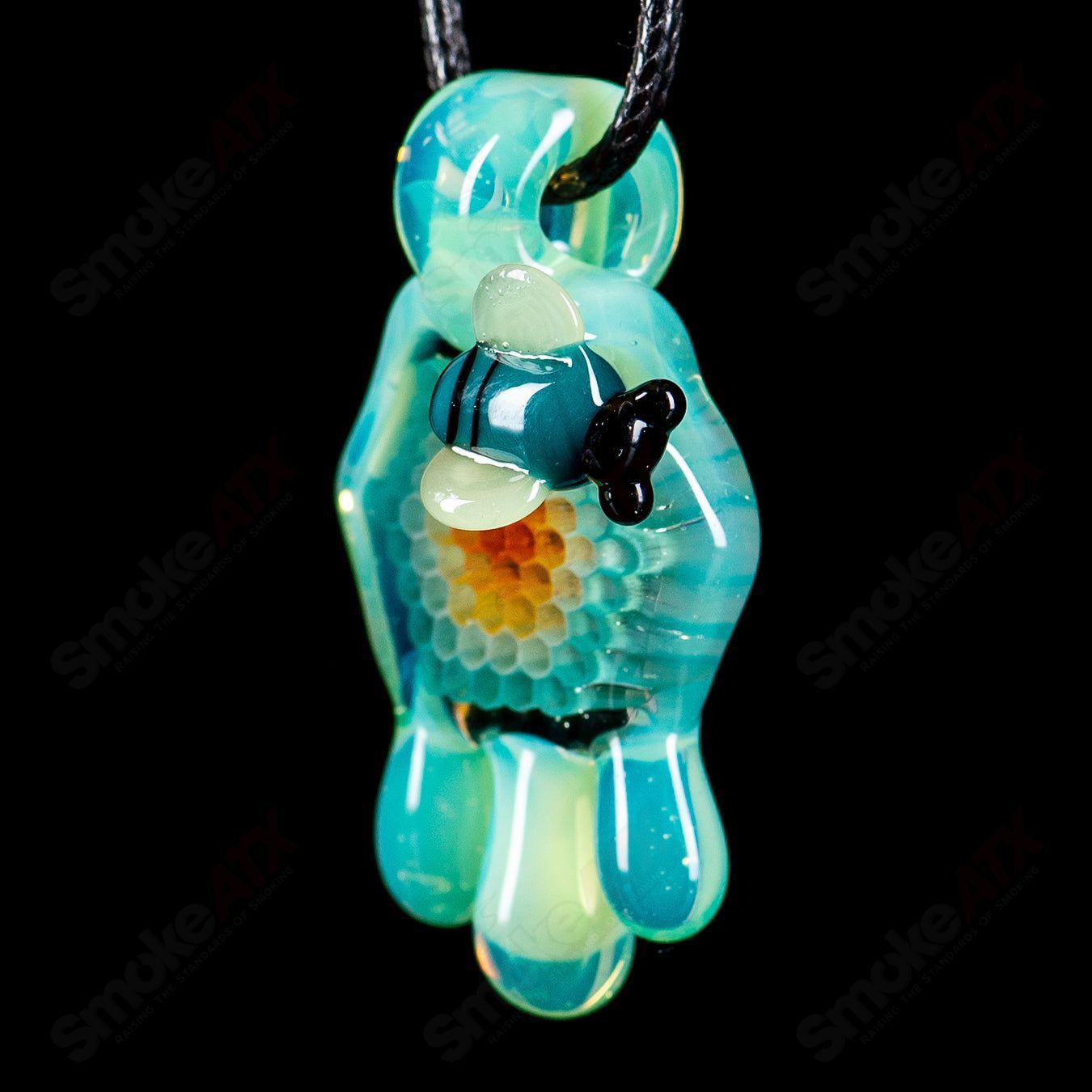 #1 Small Color Honeycomb Drip Pendant by Joe P Glass - Smoke ATX