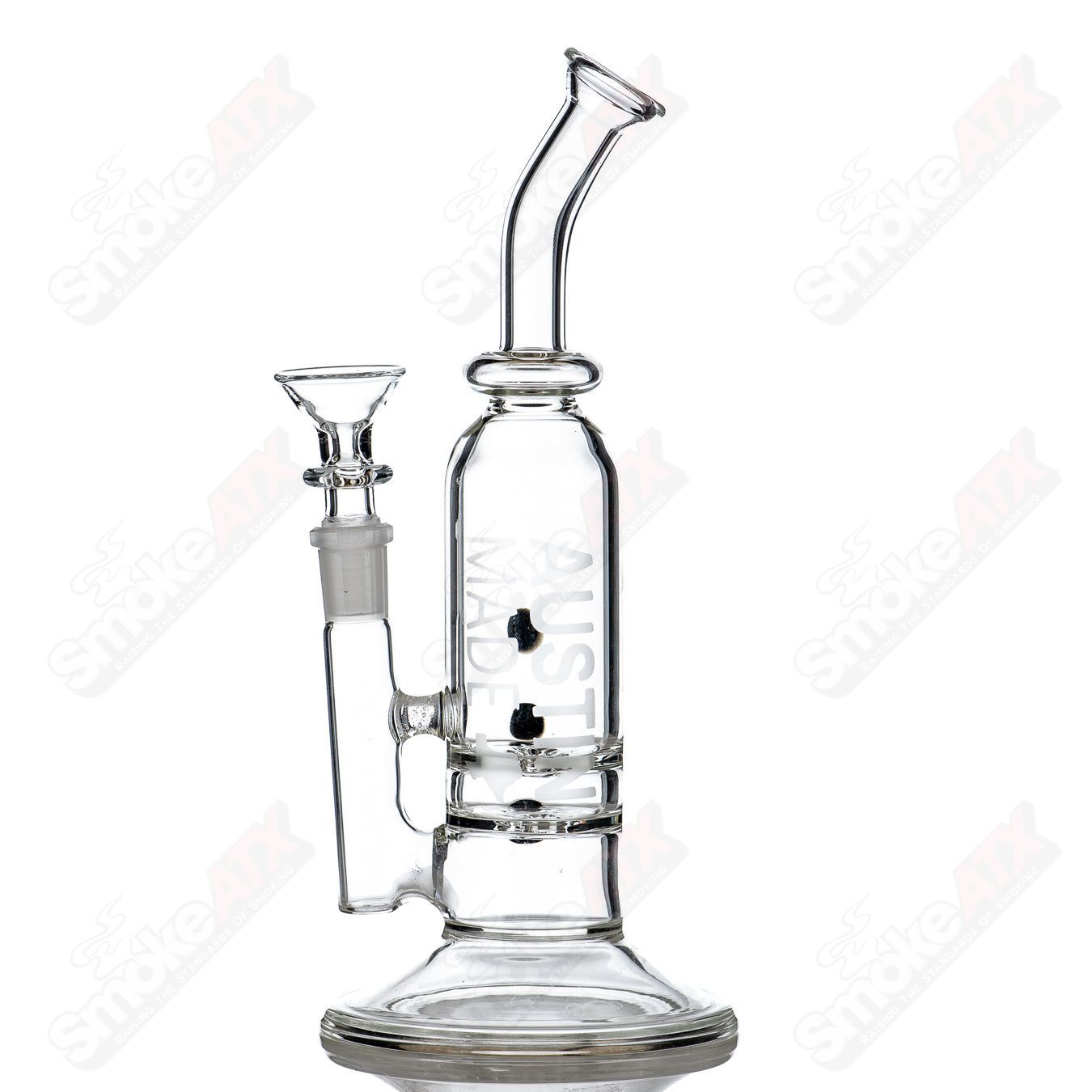 9.5" 44mm Color Dot Double Multi-Hole Perc Rig (Black) AMGC - Smoke ATX
