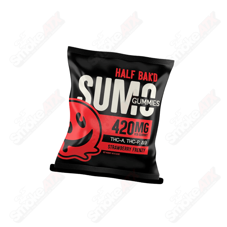 2pk 420mg Strawberry Frenzy SUMO Gummies (THC-A/THC-P/D8) Half Bak'd - Smoke ATX