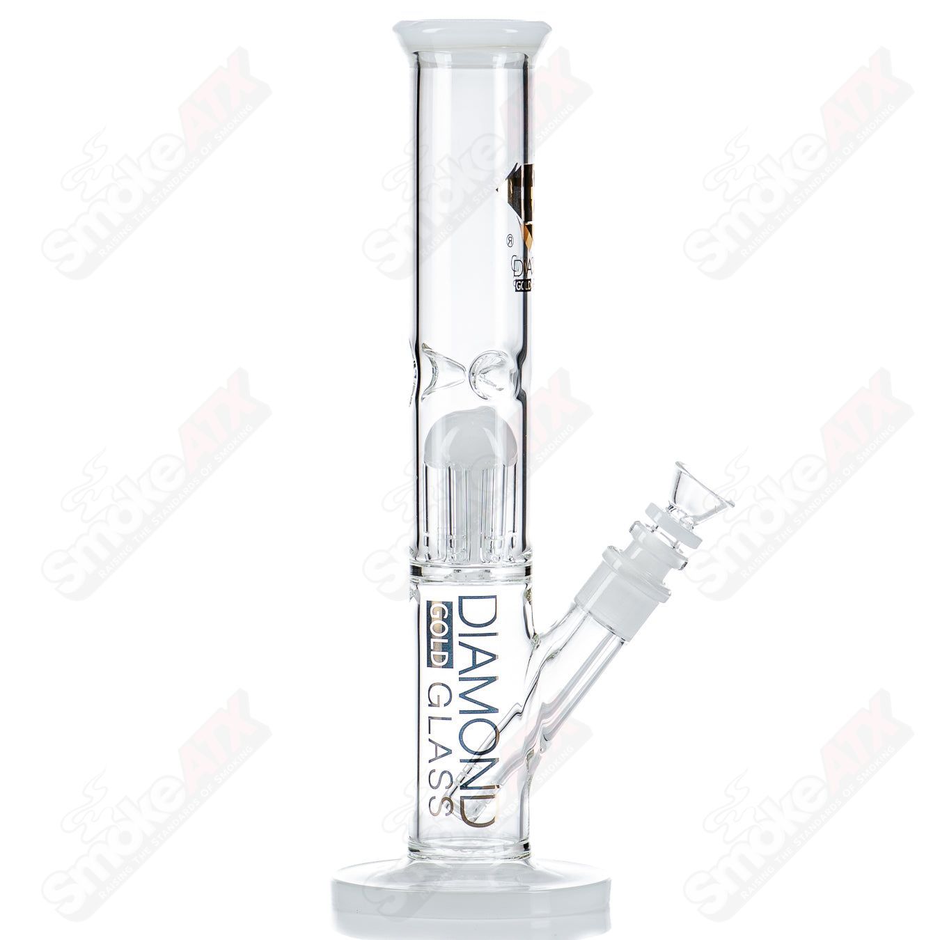12" 6-Arm Straight Tube (White) Diamond Glass - Smoke ATX