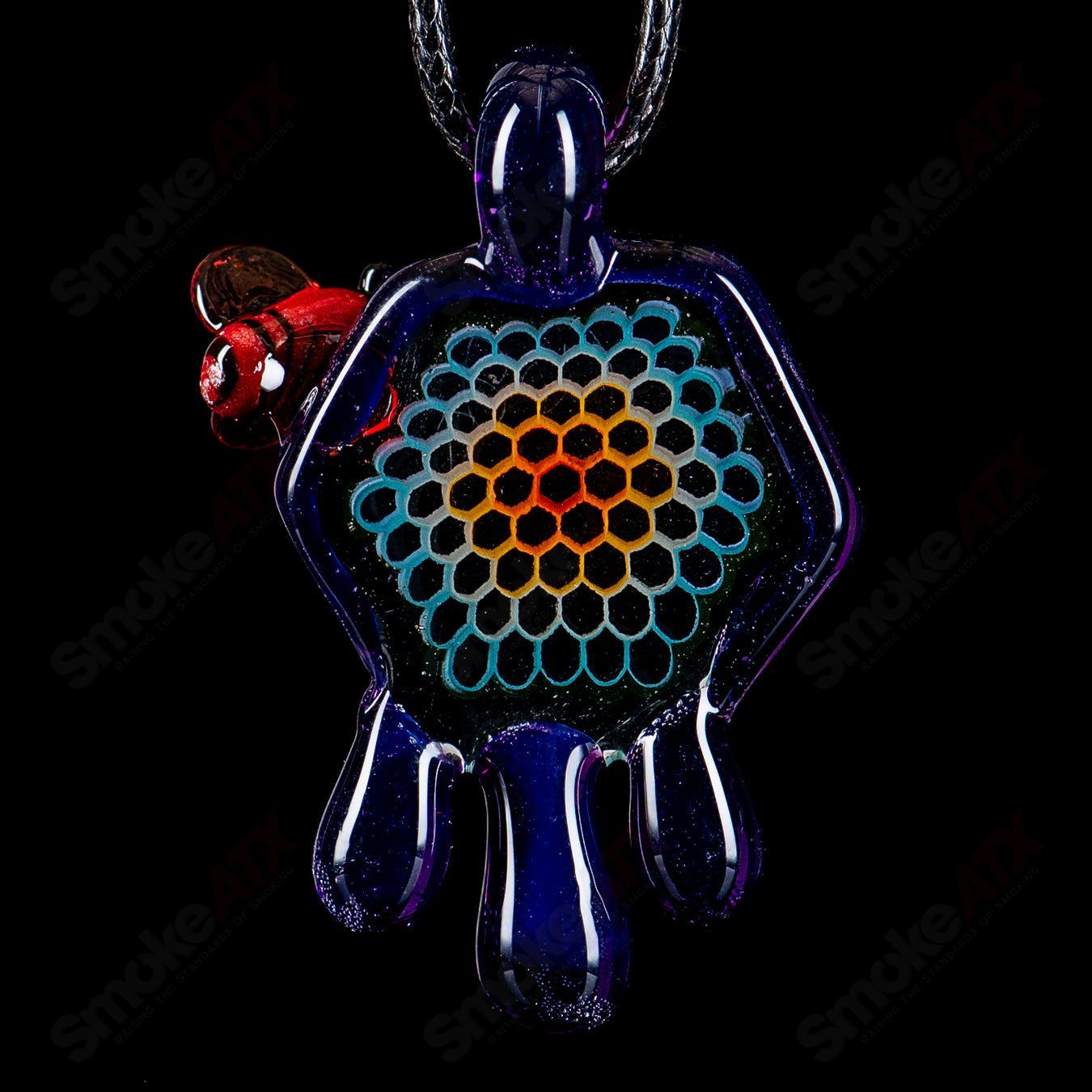 #2 Small Color Honeycomb Drip Pendant by Joe P Glass - Smoke ATX