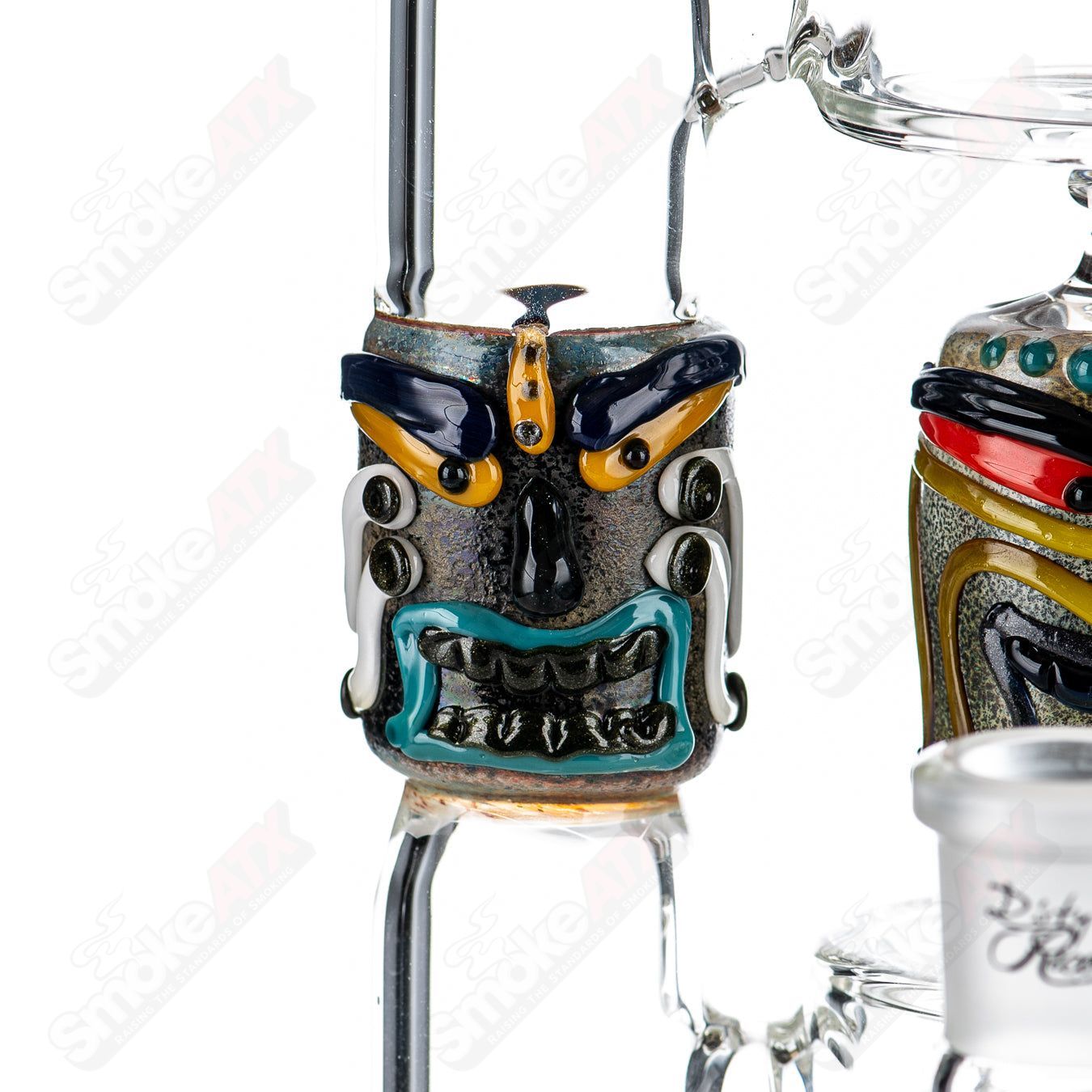 Spinning Tiki Head Scientific Tube by Carsten Carlile & Dirty Rico Glass - Smoke ATX