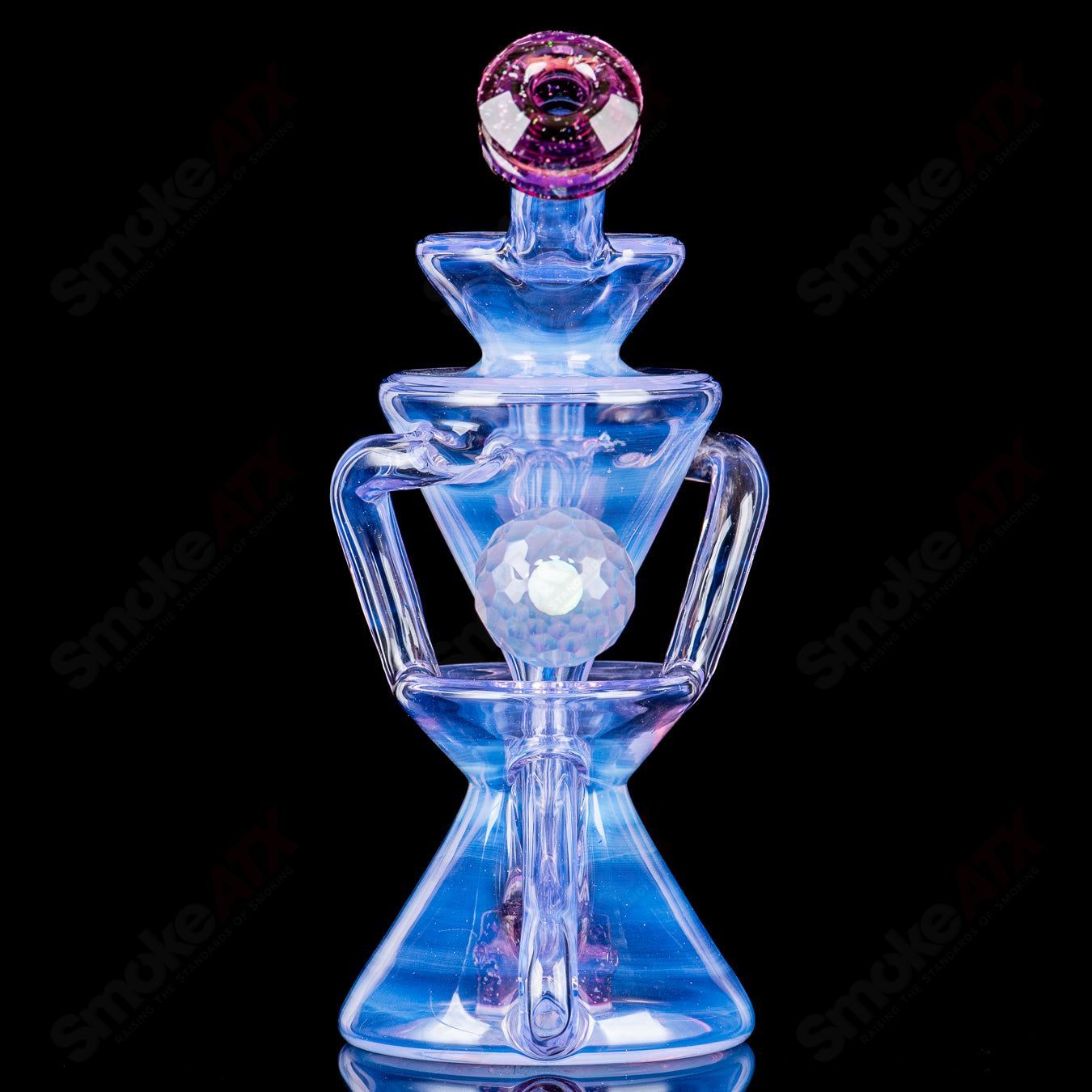 #1 Faceted Two & Through Full-Size Recycler w/ Opal by Captn Chronic - Smoke ATX
