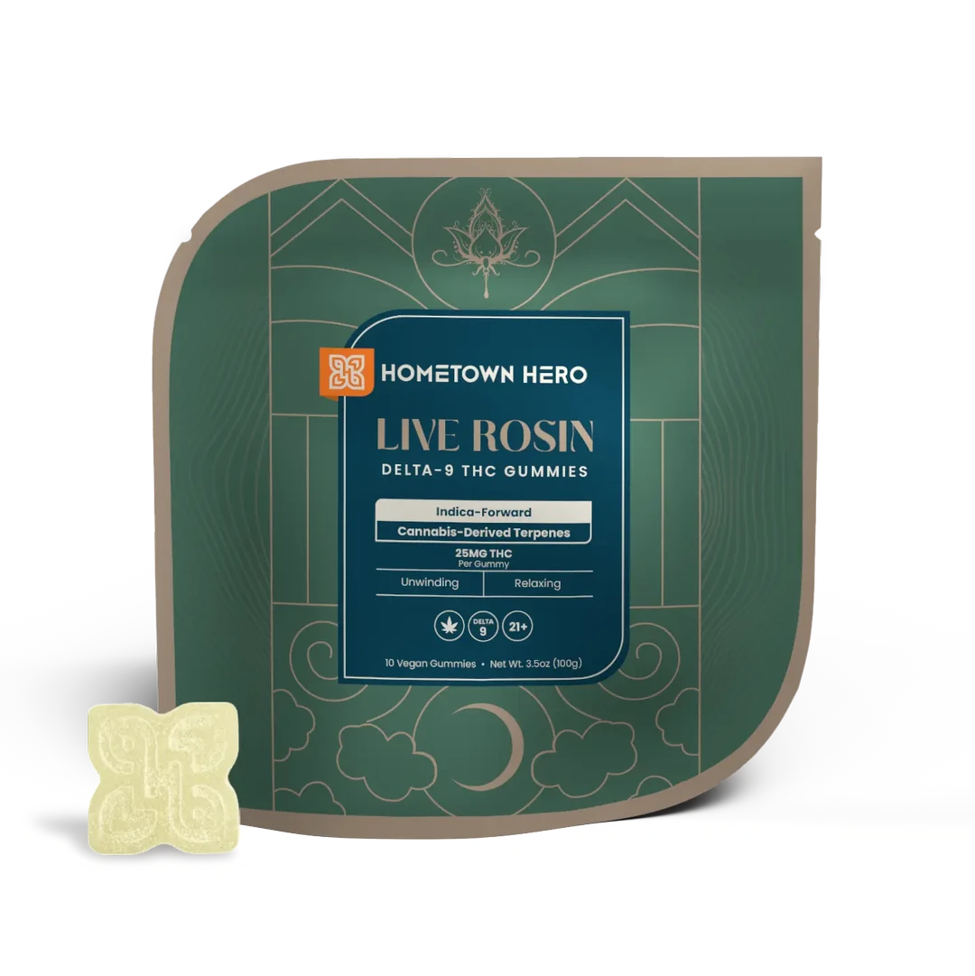 250mg Indica Forward D9 Live Rosin Gummies Hometown Hero - Smoke ATX