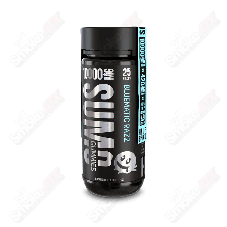 10000mg Bluematic Razz 25pk Sumo Gummies THCA Half Bakd - Smoke ATX