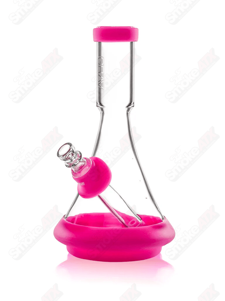 Toxic Pink/Clear Deco Beaker w Silicone Accents GRAV Labs - Smoke ATX