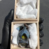 Hide and Seek  Frog  Pendant Kengtaro Glass #1 - Smoke ATX