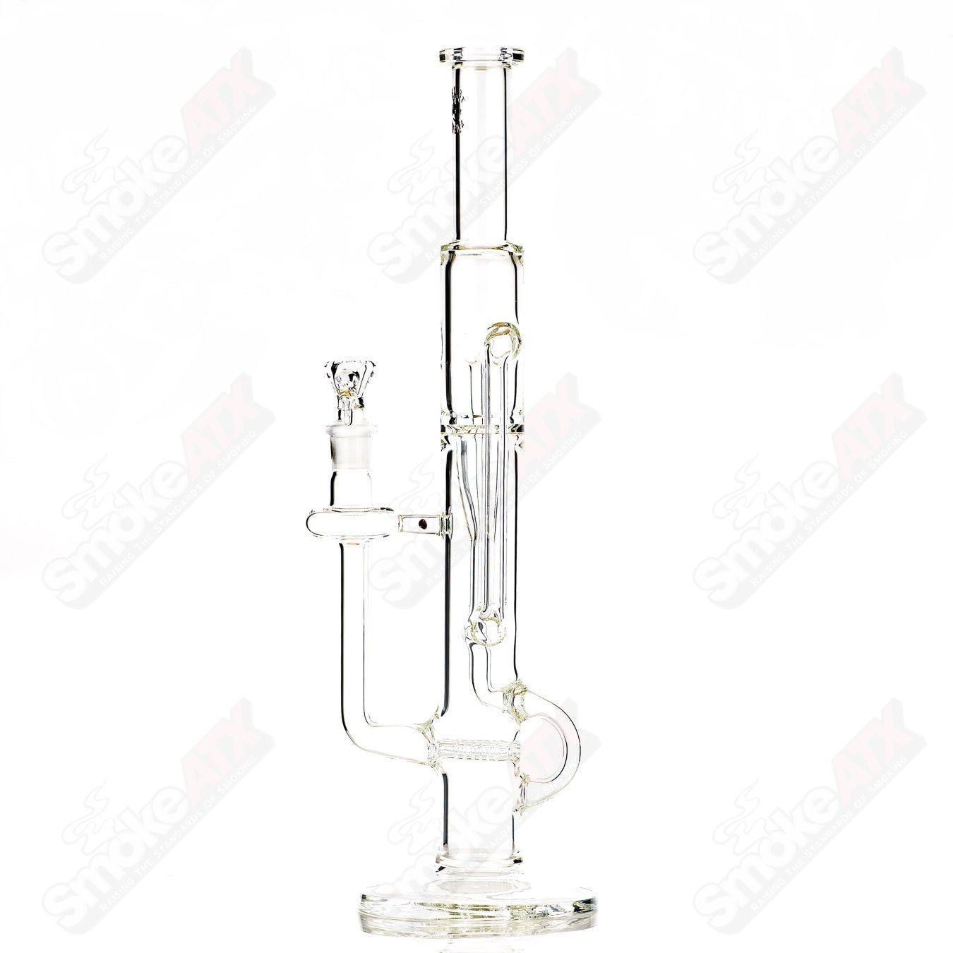 18in 18mm Twin Uptake Klein Recycler Texas Tubes - Smoke ATX