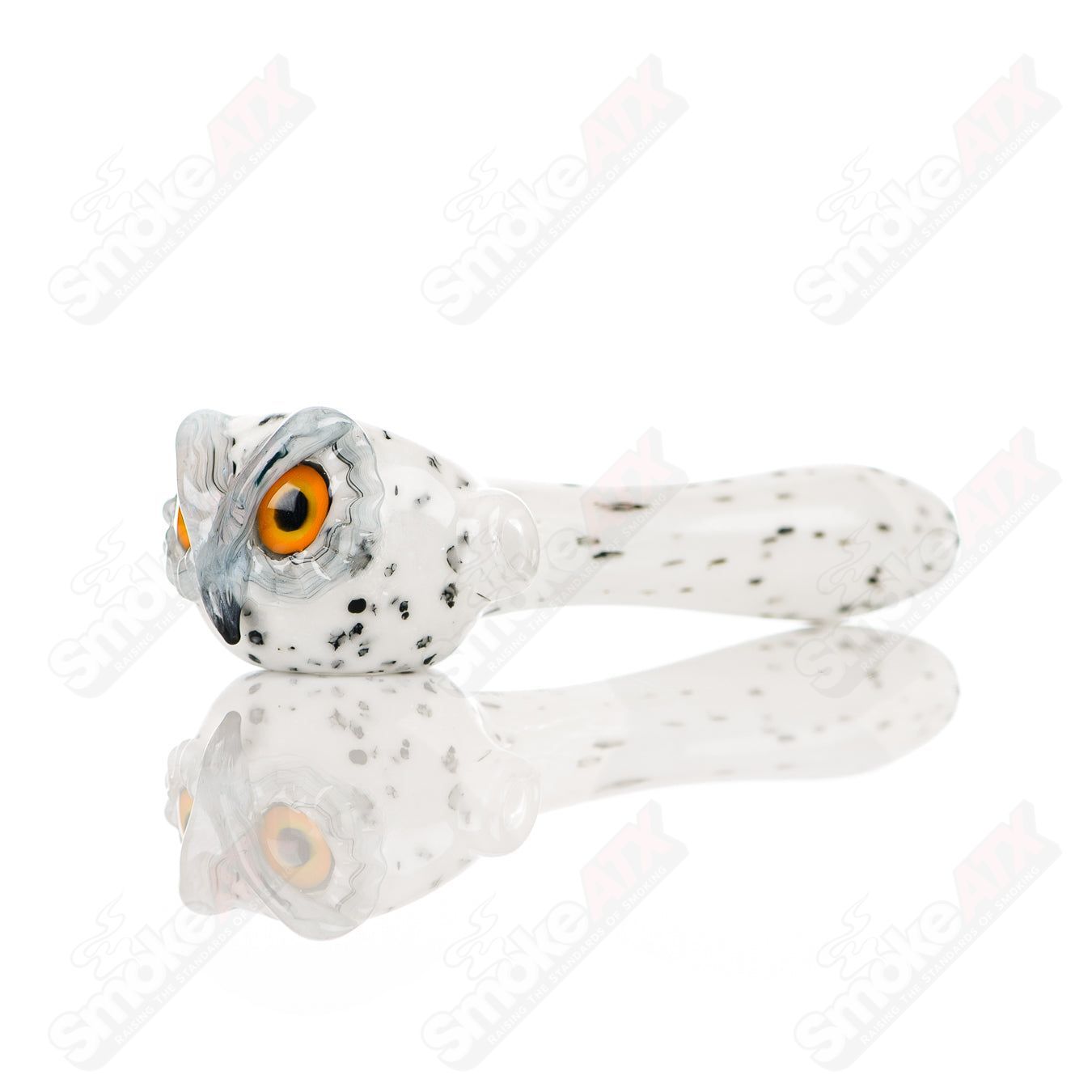 White Spotted Owl Spoon Four Winds Flameworks - Smoke ATX