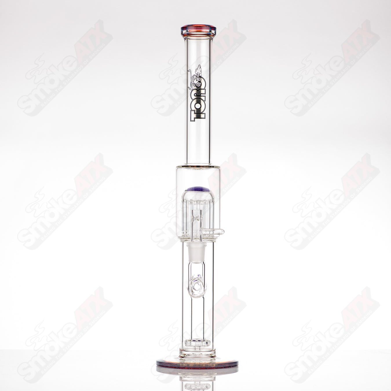 1 18mm Circ to 13 Arm Perc w Color Foot/Mouthpiece Accents Toro Glass (OLD) - Smoke ATX
