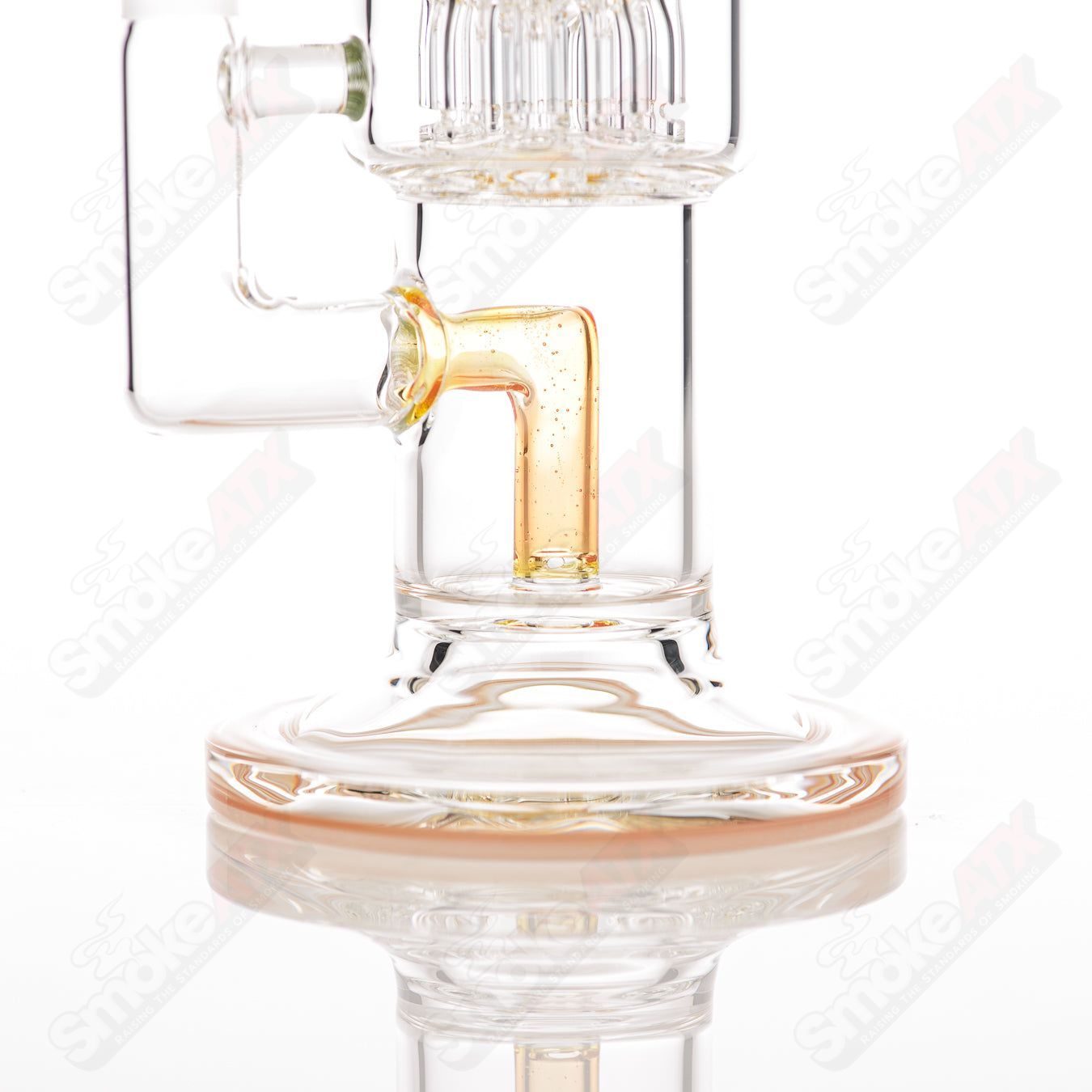 #2 10mm Double Macro 8-Arm Tree w 2 Color Accent Foot/Mouthpiece Toro Glass - Smoke ATX